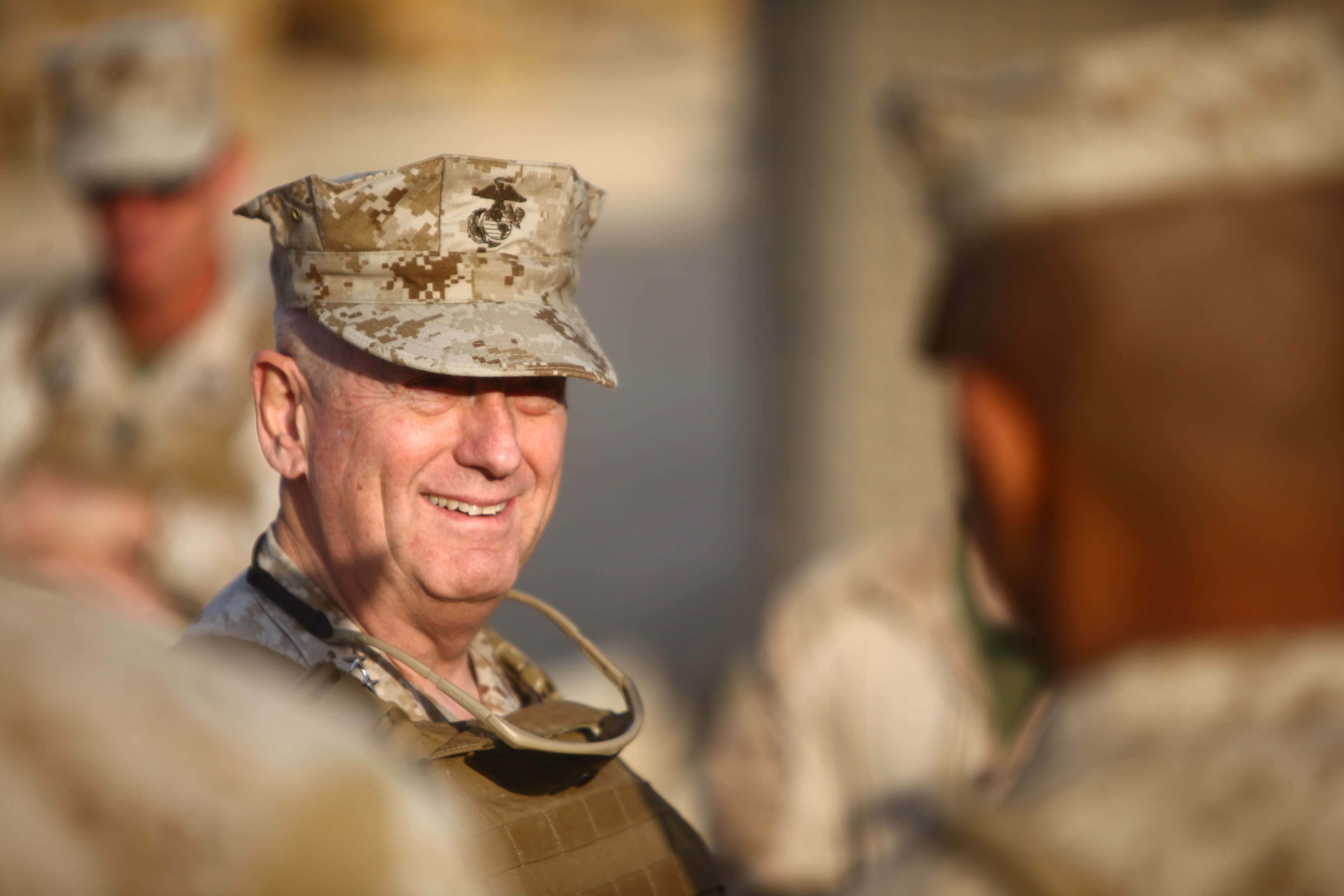 Marine General James Mattis, head of U.S. Central Command, visits troops in Afghanistan on Christmas Day, 2011. (Marine photo / LCpl Justin Loya)