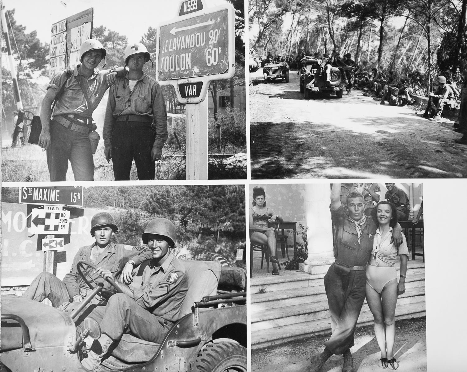 Allied invasion and liberation of southern France, 1944. Upper left: Dale Rooks and Jon Baker; exact date unknown.