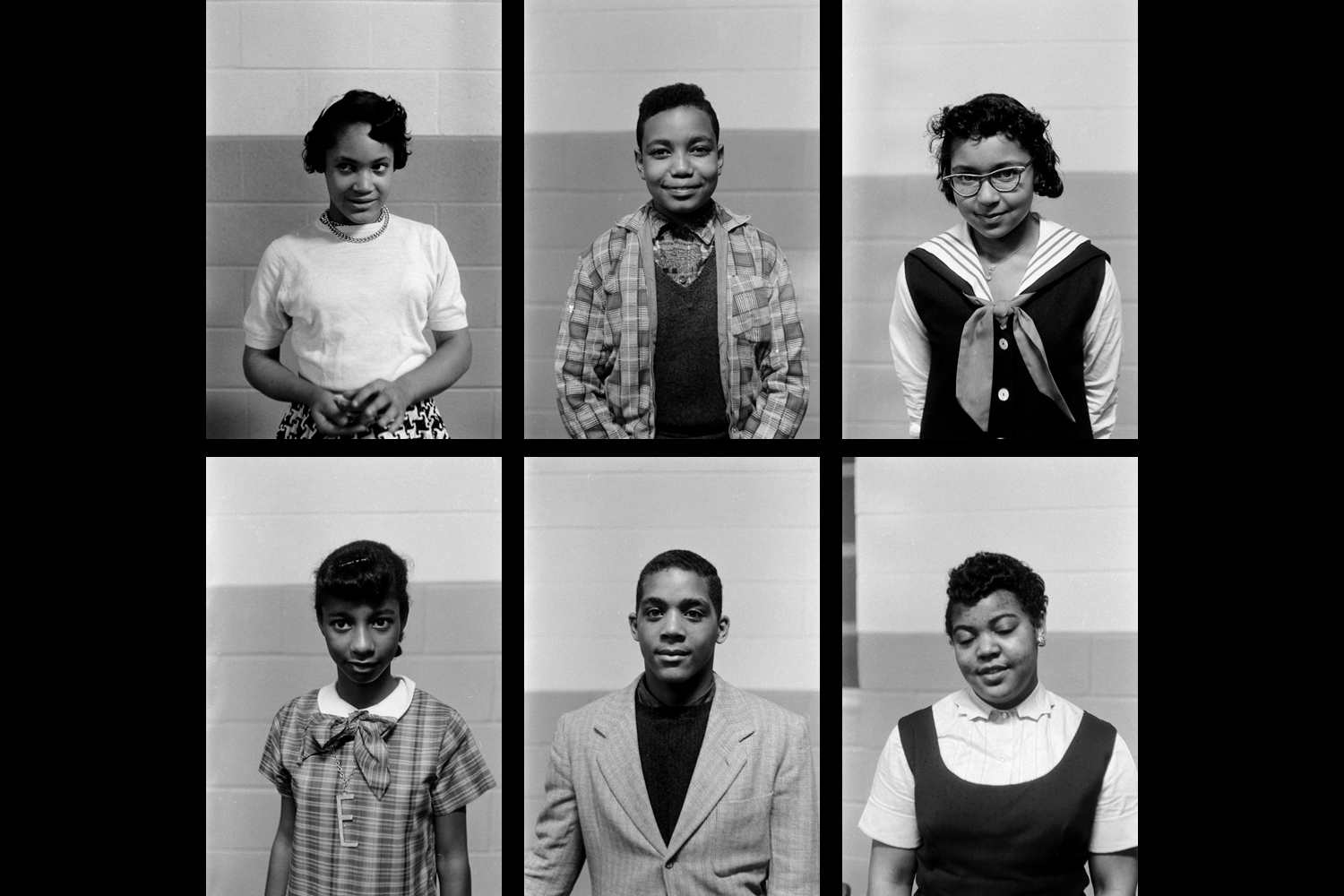 Six of the "Norfolk 17" -- students who integrated Virginia schools in 1959: Lower row: LaVera Forbes, Freddy Gonsouland, Johnnie Rouse; upper row: Lolita Portis, James Turner Jr., Claudia Wellington.