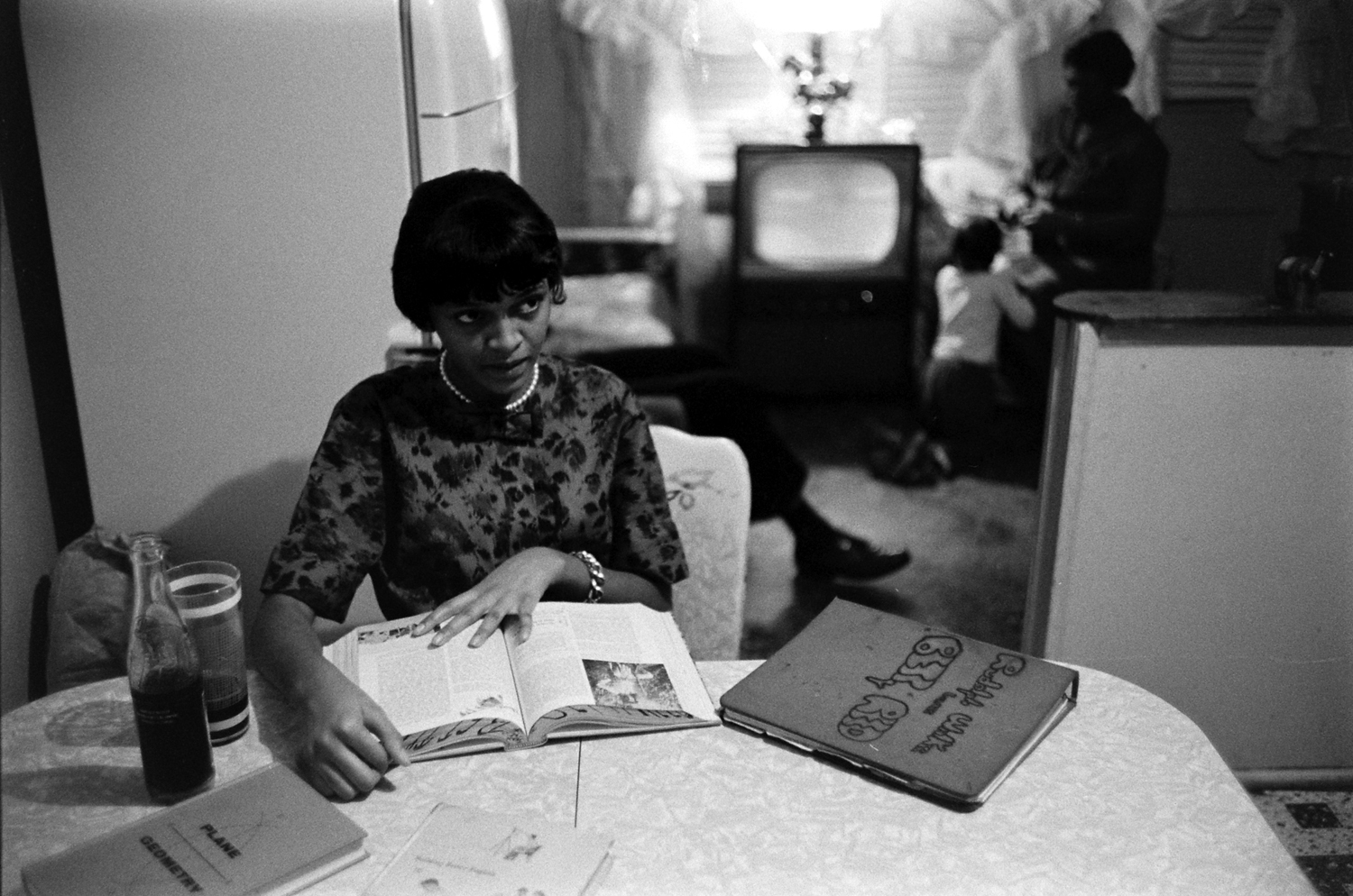 Betty Jean Reed studies at home, Norfolk, Va., 1959.