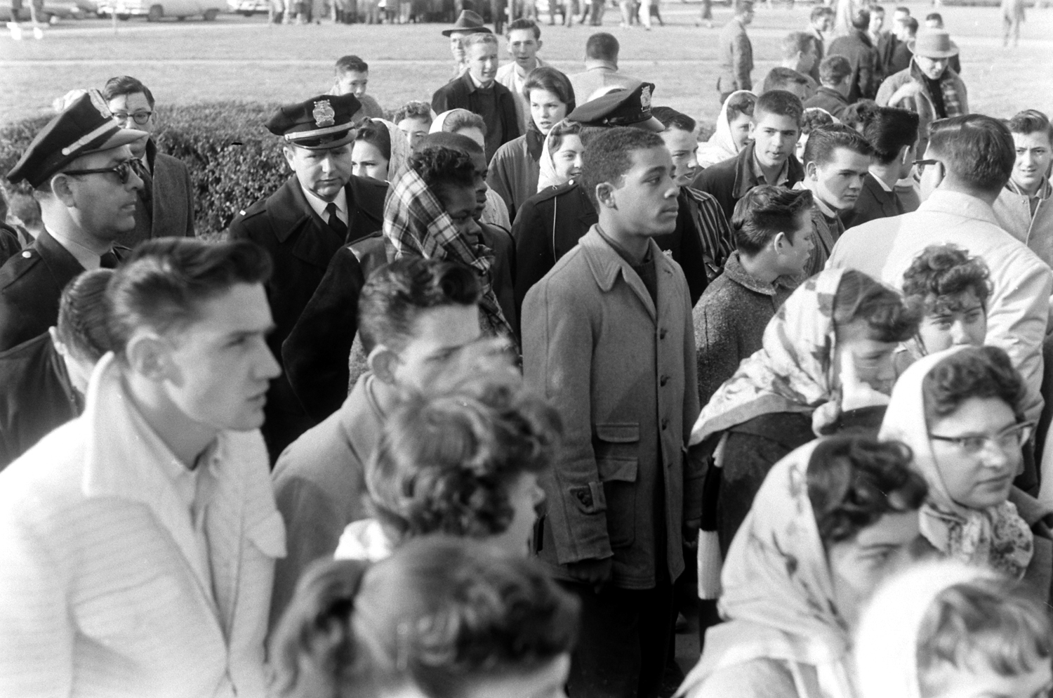 Desegregation of Norfolk, Va., public school, 1959. Students: Olivia Driver, Freddy Gonsouland.