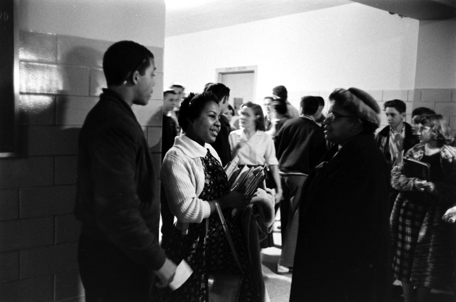 Desegregation of Norfolk, Va., public school, 1959. Students: Freddy Gonsouland, Patricia Godbolt.