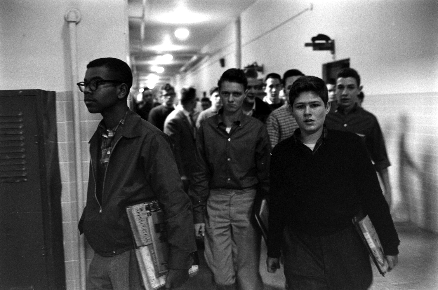Fifteen-year-old Louis Cousins, the only black student to attend Maury High School, Norfolk, Va., 1959.