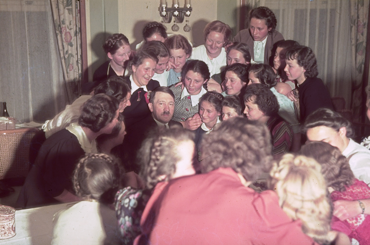 Adolf Hitler surrounded by adoring Austrian women, 1939.