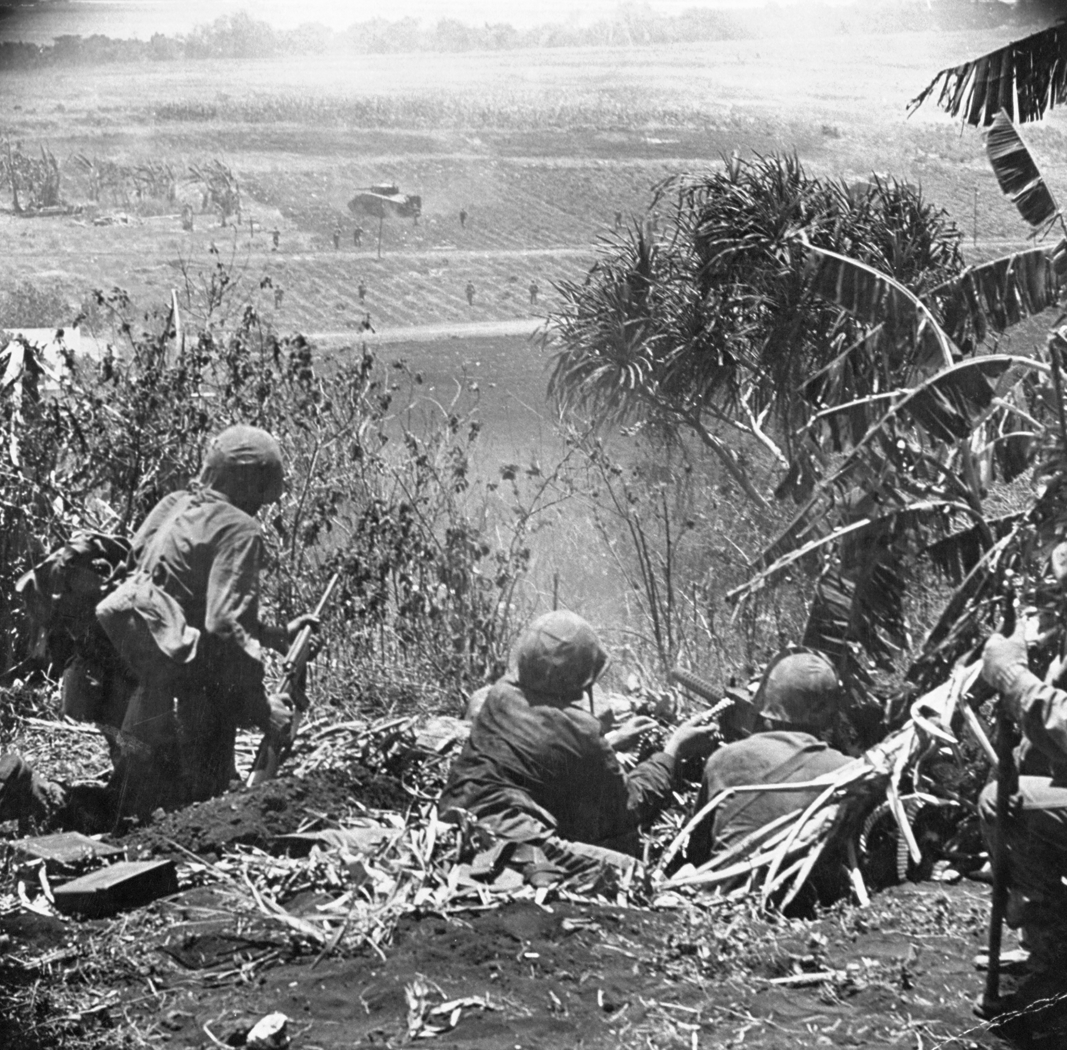 American Marines in action during the fight for control of Saipan, summer 1944.