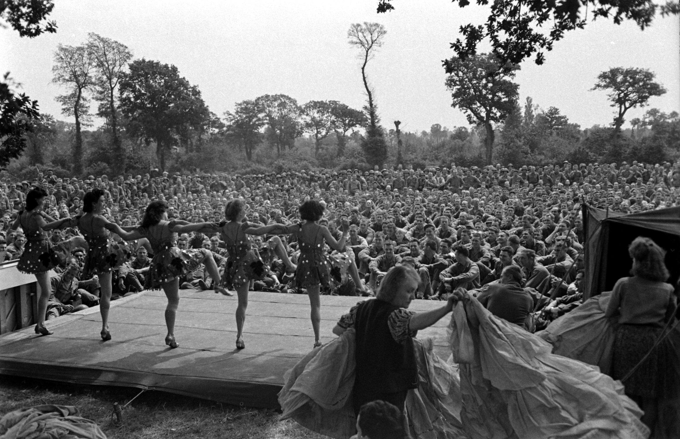 French performers in show for U.S. troops after D-Day, Normandy, 1944.