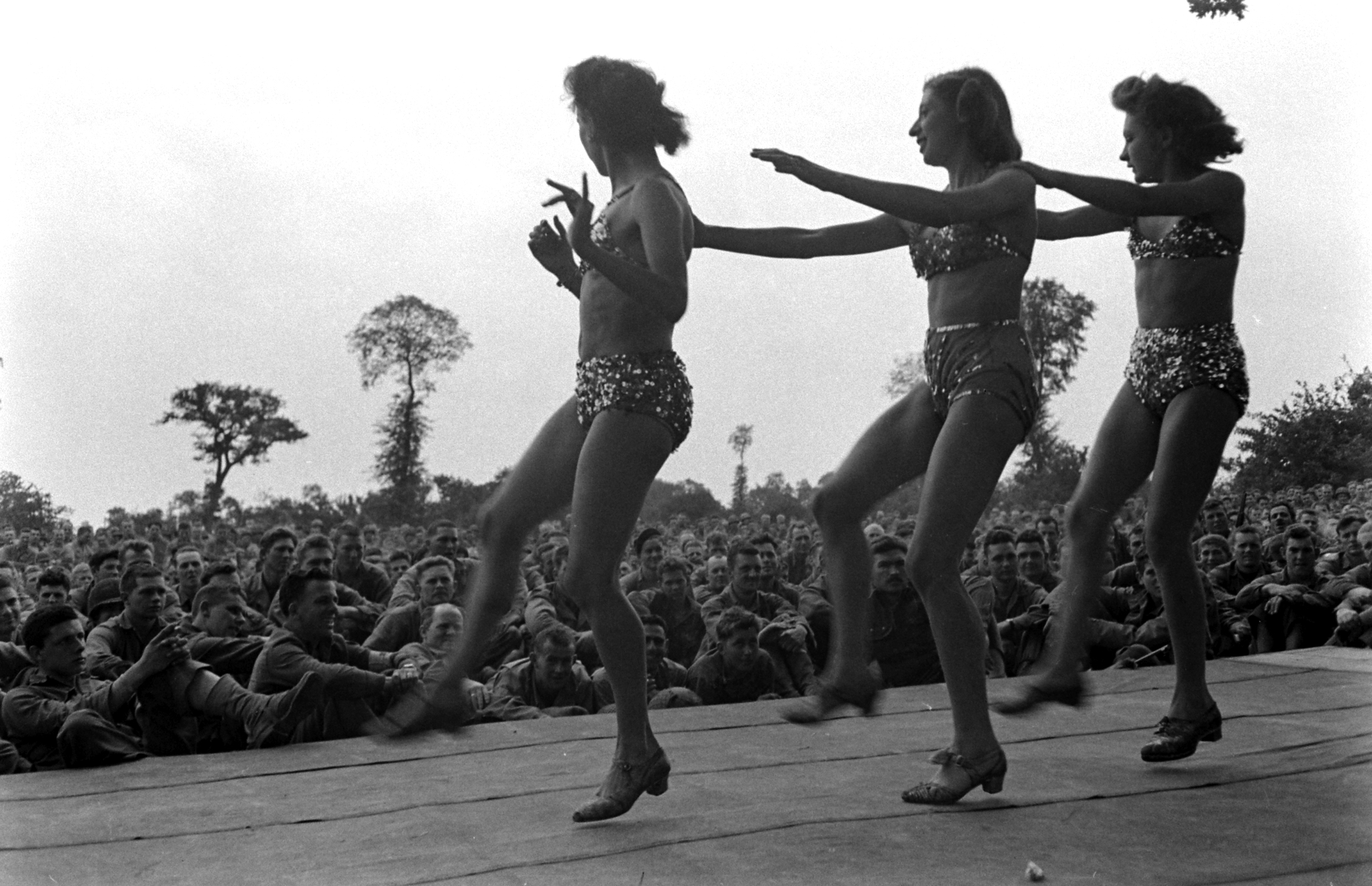 French performers in show for U.S. troops after D-Day, Normandy, 1944.