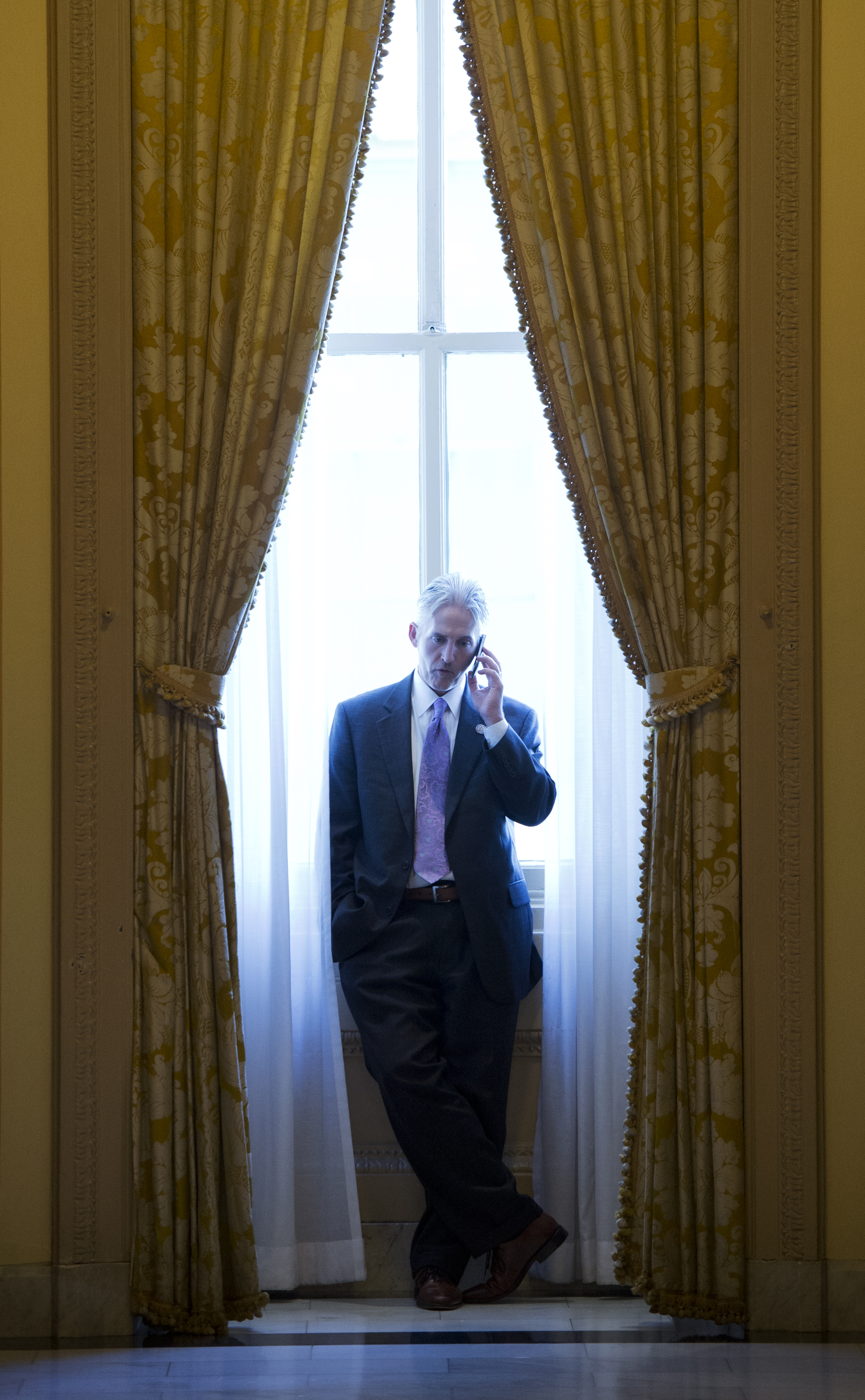 Rep. Trey Gowdy, R-S.C., talks on the phone on the House side of the Capitol. (Tom Williams—CQ/Roll Call,Inc.)