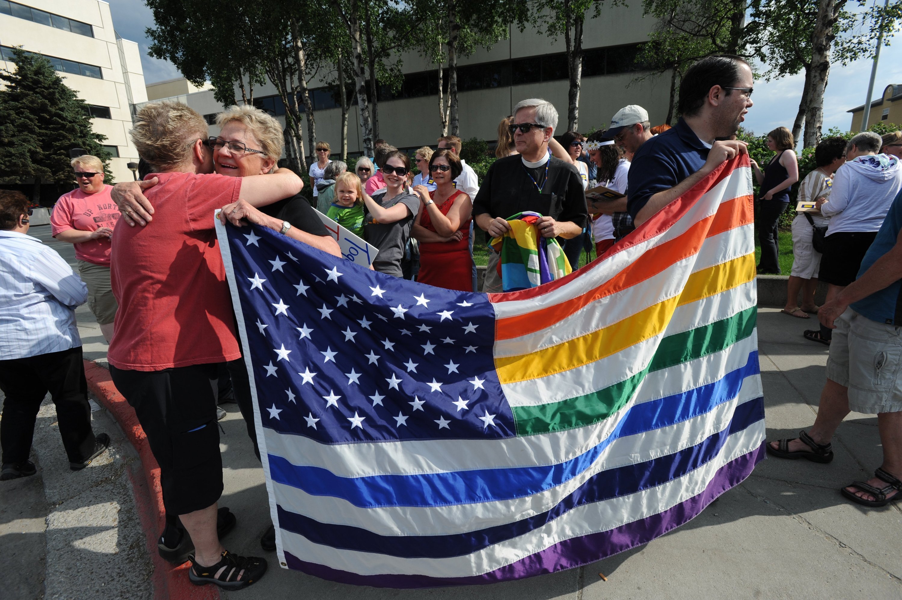 The United For Marriage Rally drew over 100 people outside the Federal Building in Anchorage, Alaska, Wednesday, June 26, 2013 (Anchorage Daily News/Getty Images)