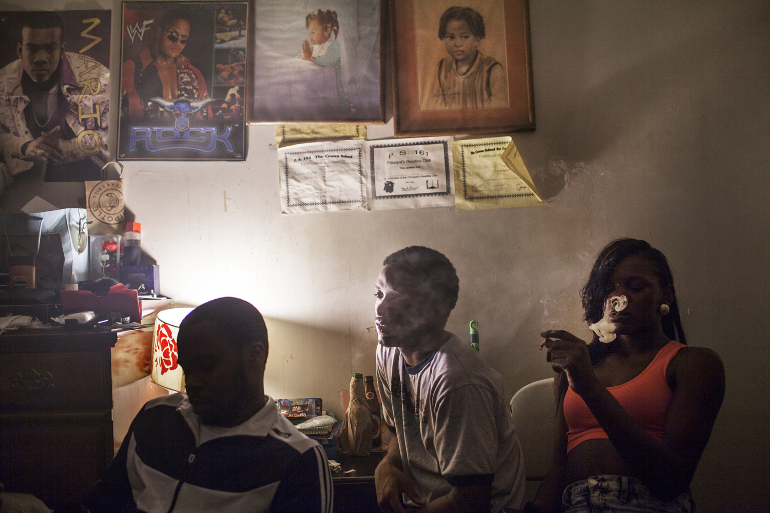 August 19, 2013. Velvet and friends smoke and watch the new Grand Theft Auto game being played in a  friend's bedroom.