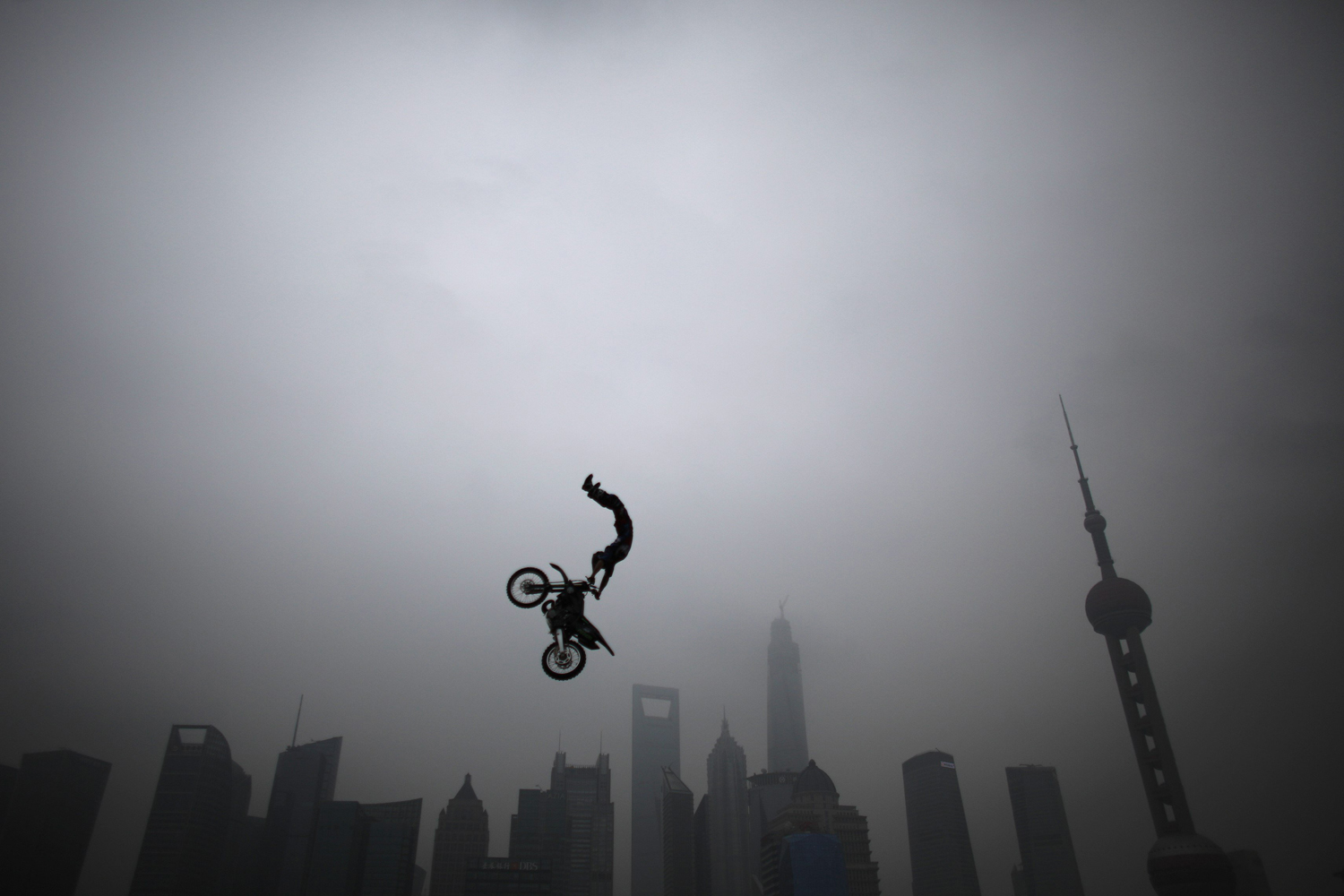 Joel Brown of Australia performs during a presentation of the World Extreme Games in Shanghai
