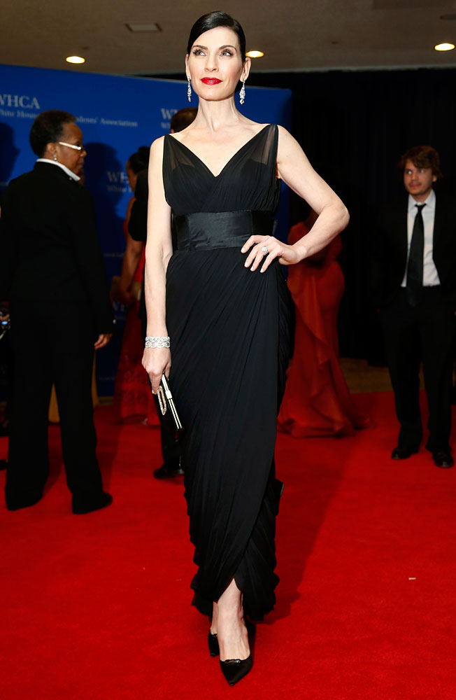 Actress Julianna Margulies arrives on the red carpet at the annual White House Correspondents' Association Dinner in Washington