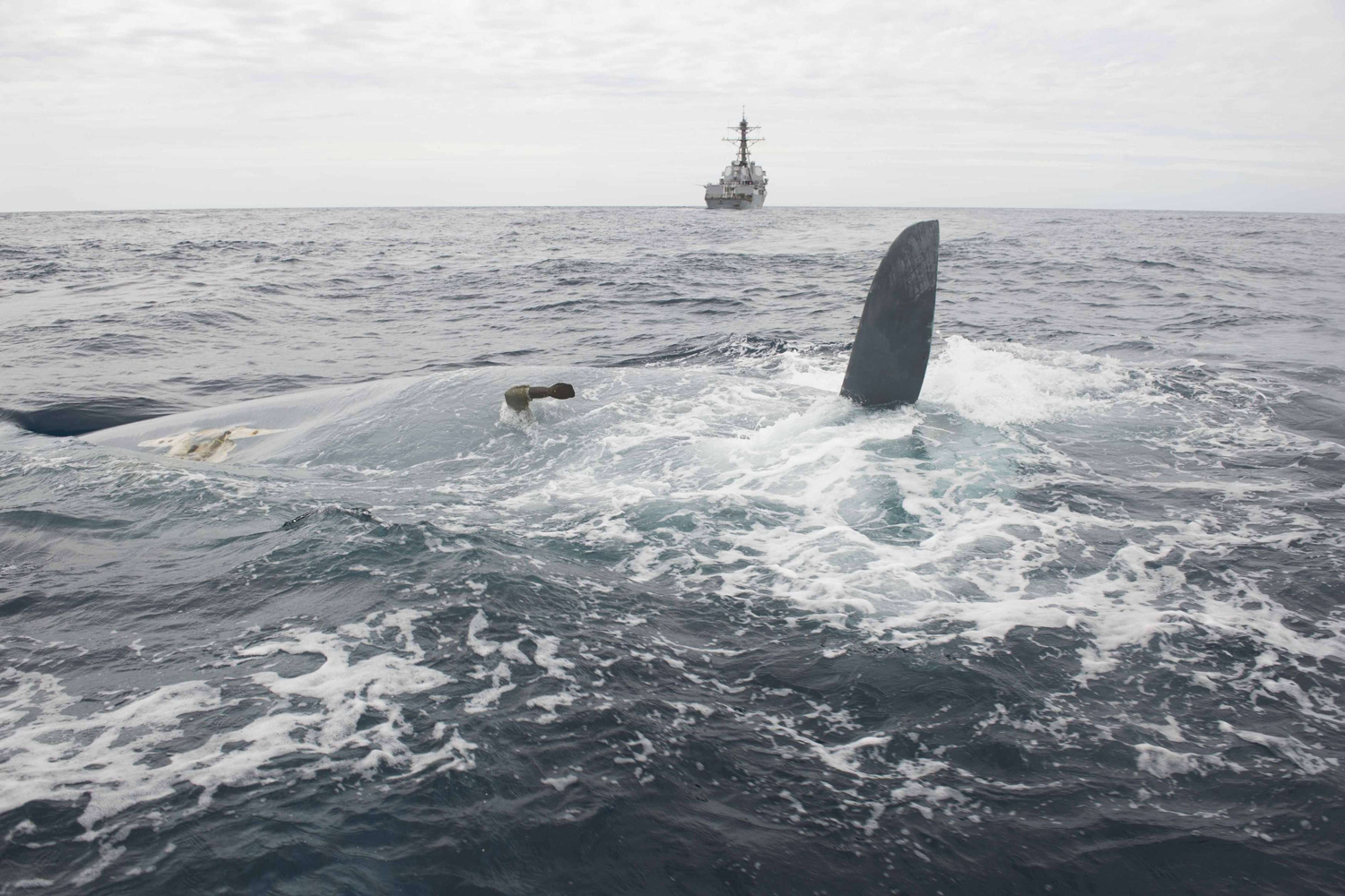 May 23, 2014. The overturned hull of the Cheeki Rafiki, as discovered by a U.S. Navy warship east of Cape Cod, Massachusetts.