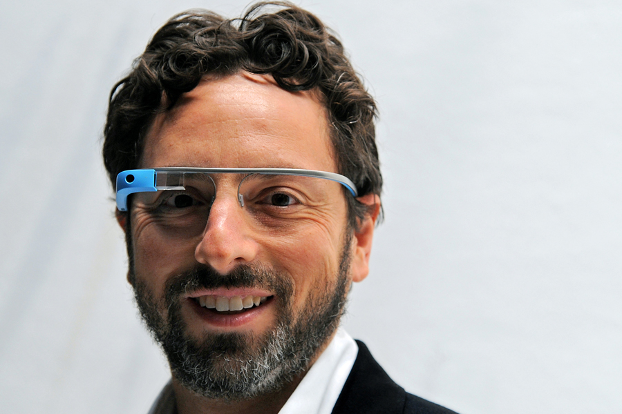 Google's Brin Wears Google Glasses During Fashion Week