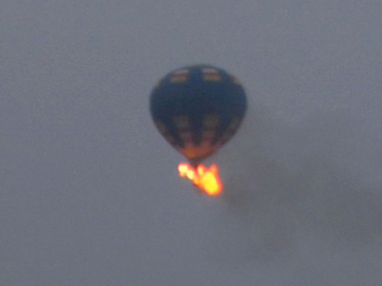 A hot-air balloon that was believed to have caught fire and crashed in Virginia, on May 10, 2014.