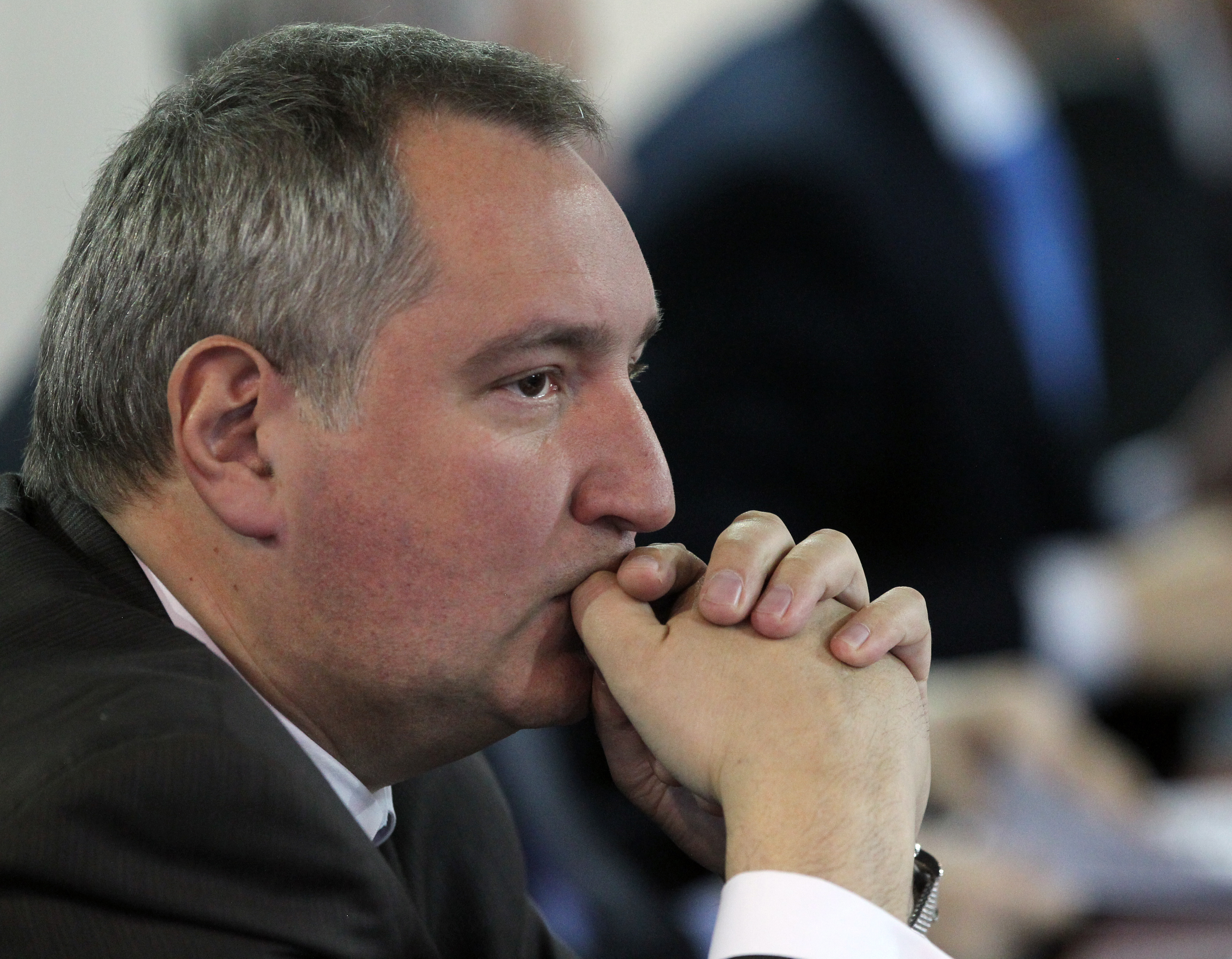 Russian Deputy Prime Minister Dmitry Rogozin attends a meeting at the KBP Instrument Bureau, a high-precious weapon plant in Tula, 160 km. south of Moscow, on Jan. 20, 2014 (Sasha Mordovets—Getty Images)
