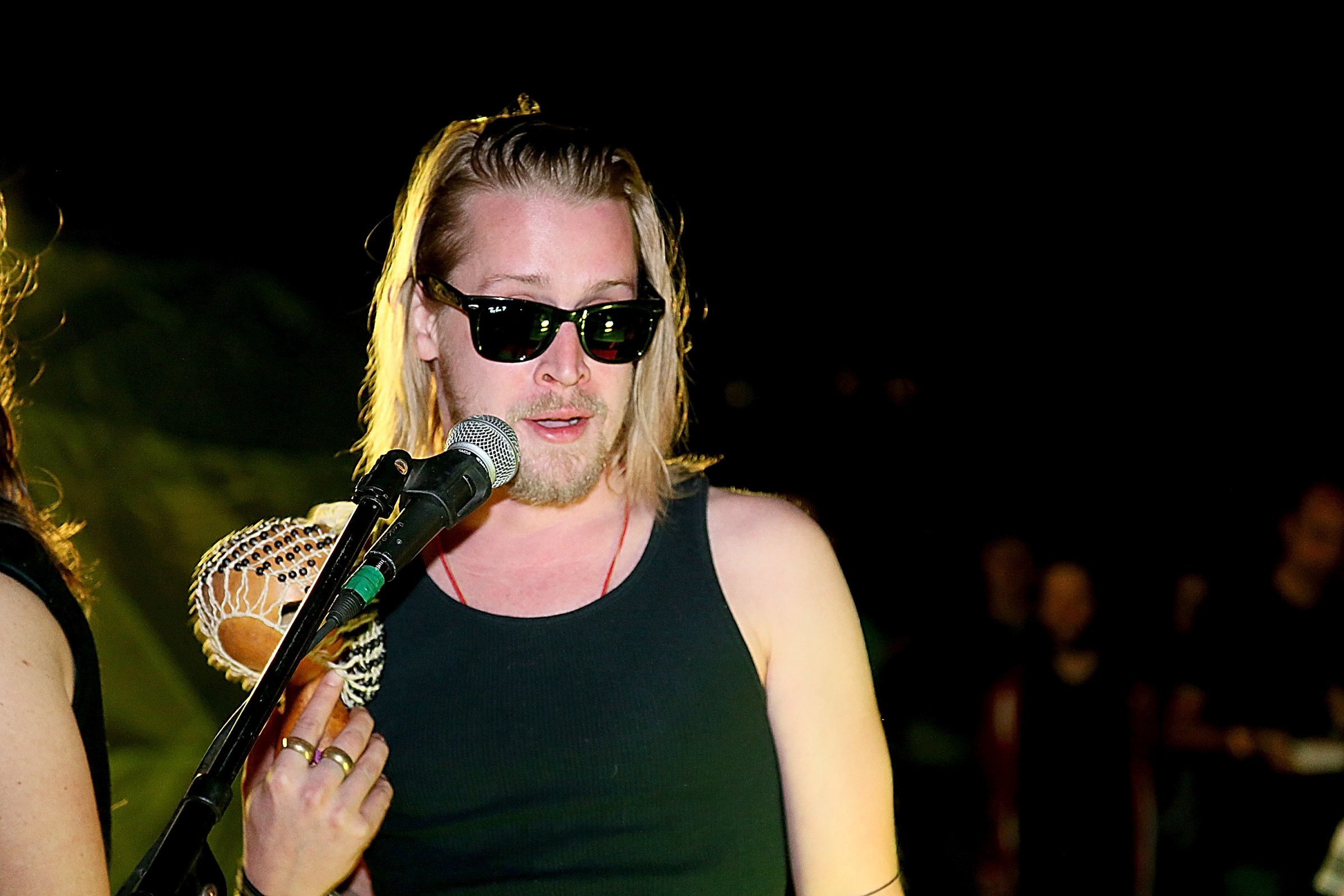 Macaulay Culkin performs with Pizza Underground at Unconventional Oven on Jan. 31, 2014 in Austin.