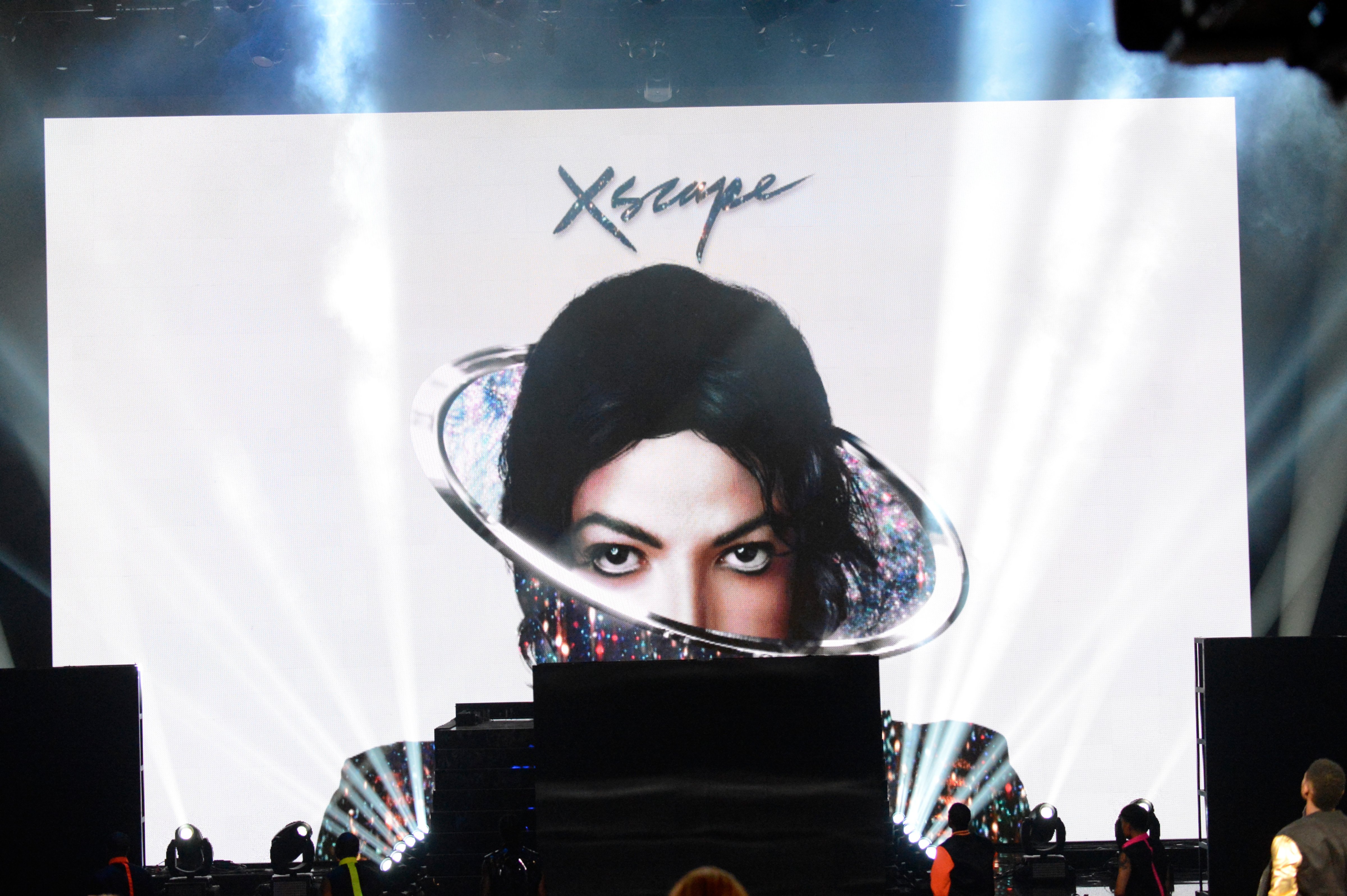 An image of the late singer Michael Jackson appears onstage during the 2014 iHeartRadio Music Awards held at The Shrine Auditorium on May 1, 2014 in Los Angeles, California. (Kevin Mazur)