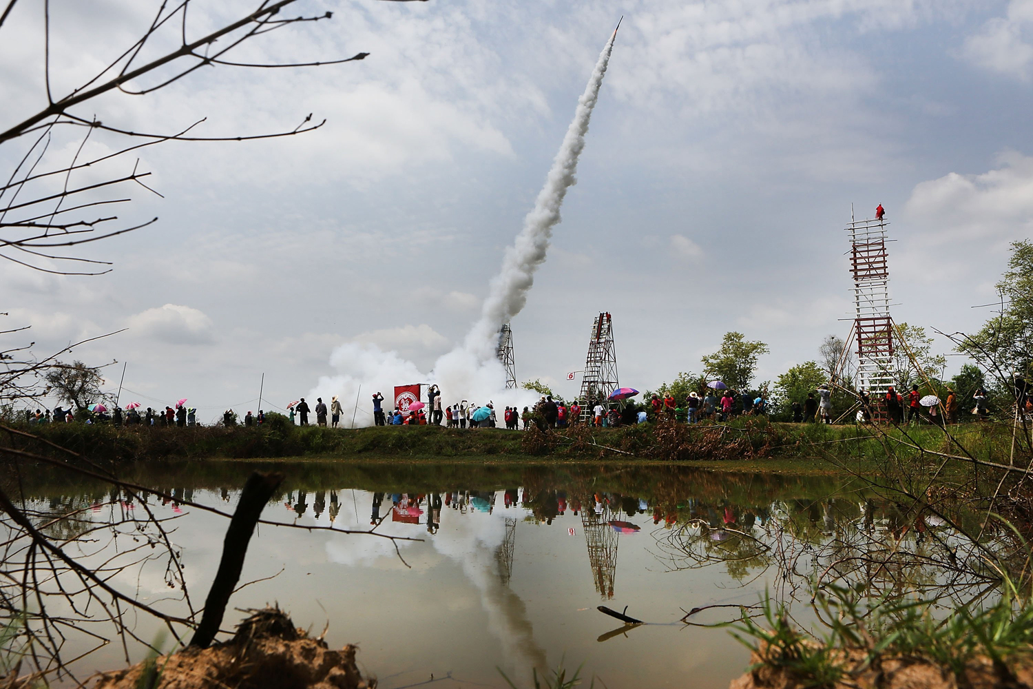 Revelers Gather For The Annual Bun Bang Fai Rocket Festival