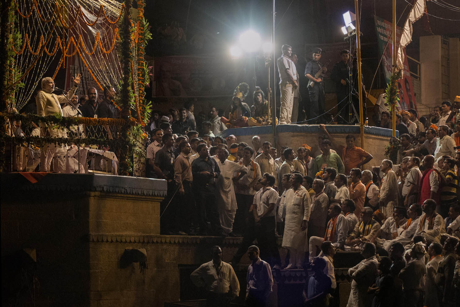 BJP leader Narendra Modi Prays At The Famous Dashaswamadeh Ghat On The Ganges River