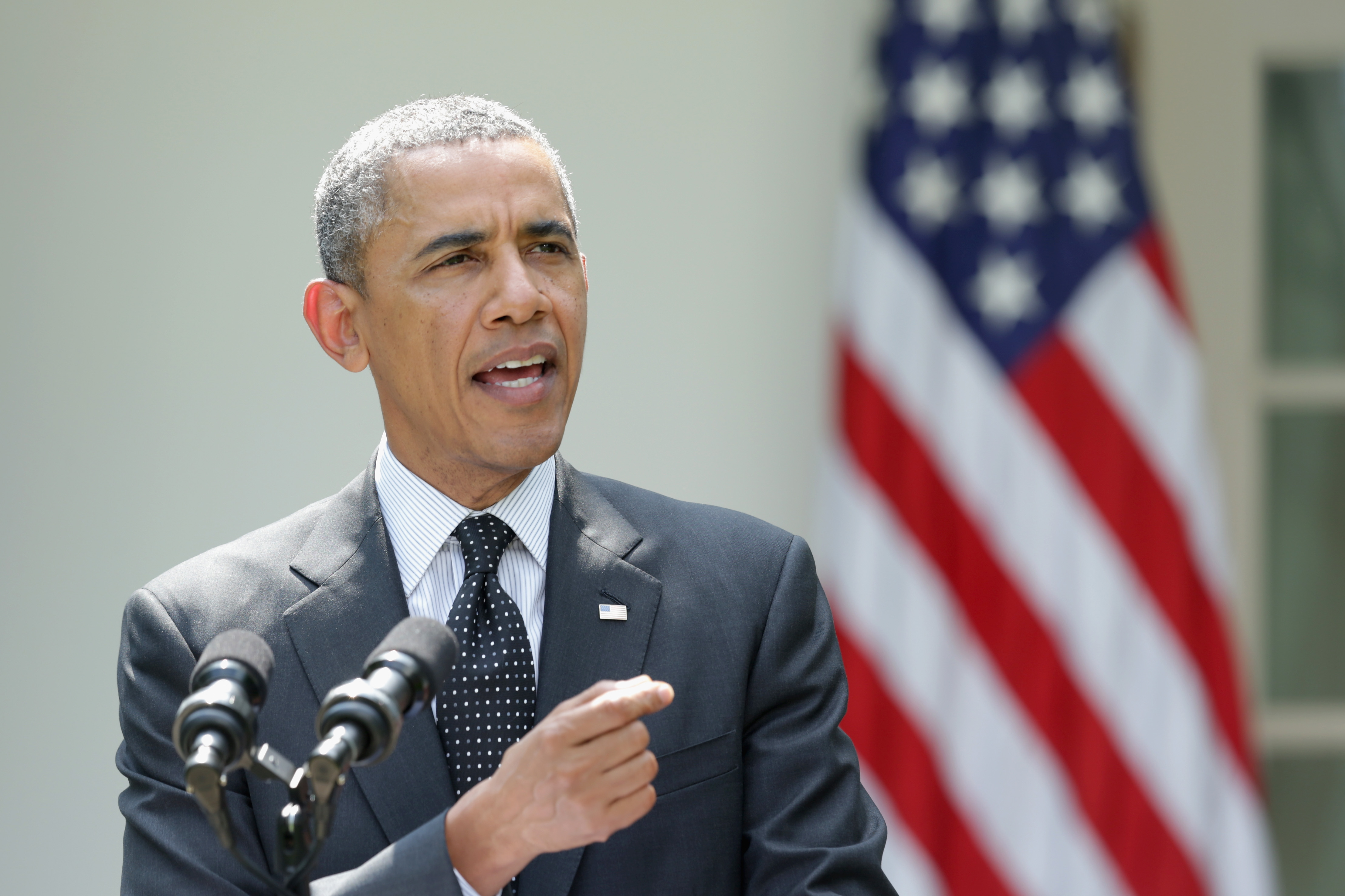 President Barack Obama speaks about the military troop pullout from Afghanistan at the White House on May 27, 2014 in Washington, DC. (Alex Wong—Getty Images)