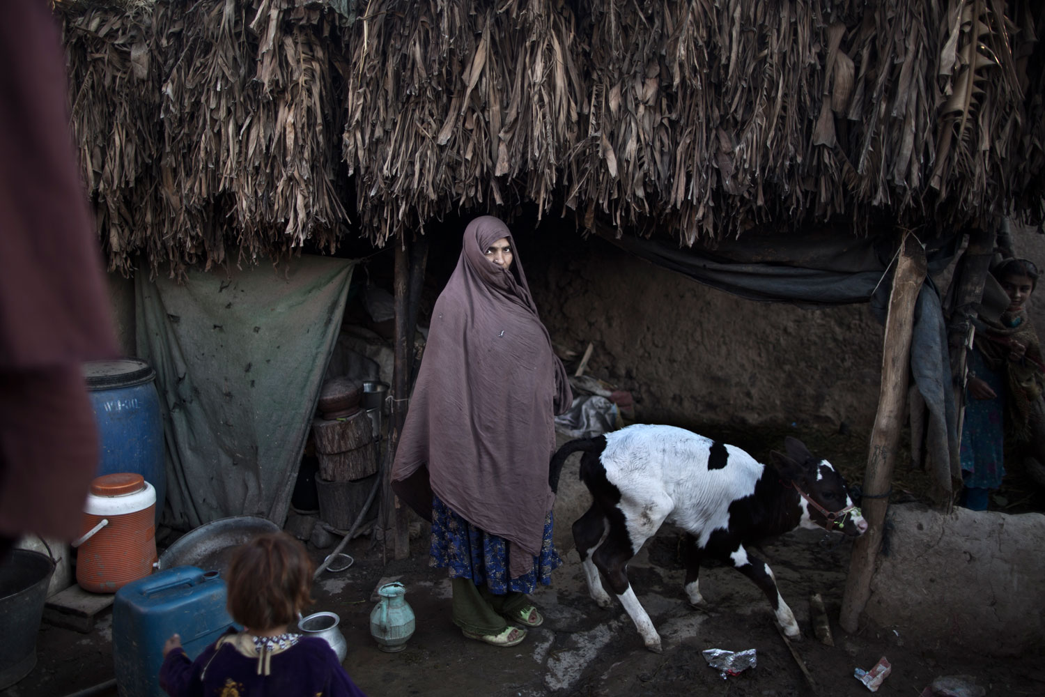 Torbakey Haidar, 45, a mother of 7 children, at her mud house in a slum on the outskirts of Islamabad on March 29, 2014. Haidar and her family fled Afghanistan's border town of Torkham six years ago due to the violence and took refuge in Pakistan.
                              
                               Because of the war we left our home. I want my children to grow up in Pakistan. We are not respected in Pakistan as refugees, but as a mother  I am happy to be here and to face anything just to feel that my children are safe.