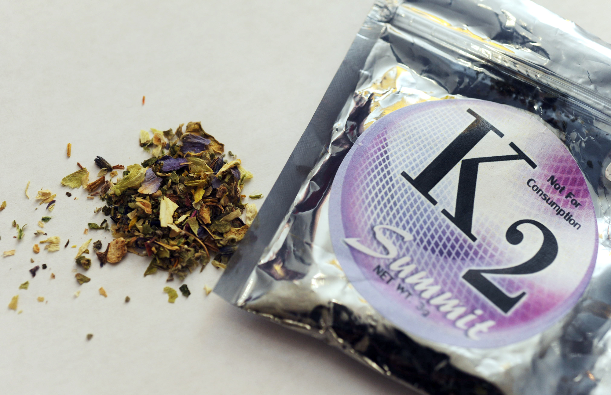 A package of K2 , a concoction of dried herbs sprayed with chemicals (Kelley McCall—AP)