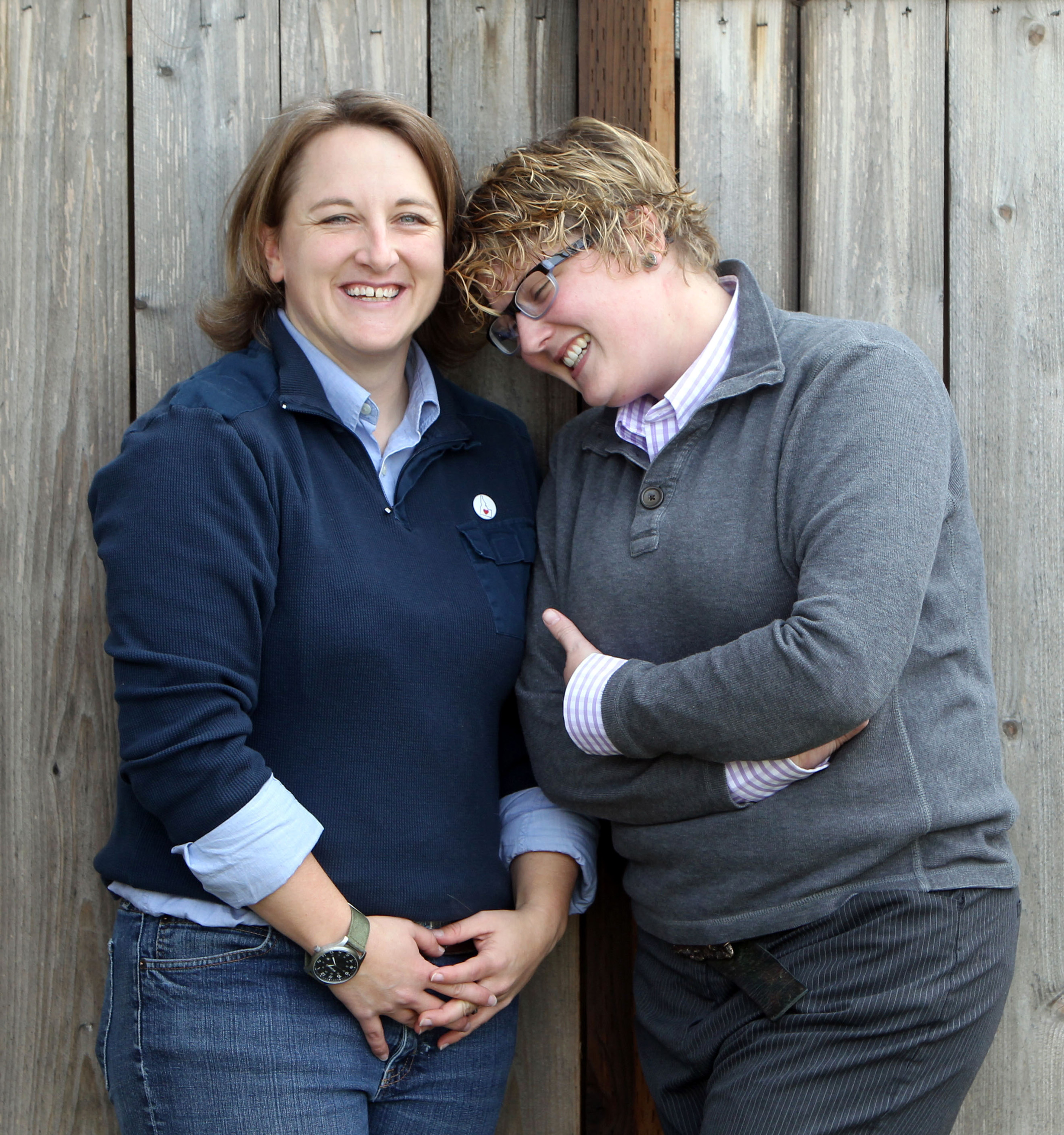 Amber Beierle, left, and Rachael Robertson, photographed on Nov. 8, 2013, are one of the four couples who challenged Idaho's ban on same-sex marriages (Joe Jaszewski—AP)