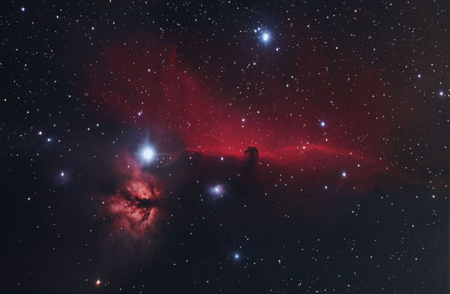 The Horsehead nebula, also known as Barnard 33 in emission nebula IC 434, taken at Seneca and Oswego in Illinois, Feb.-March 2014