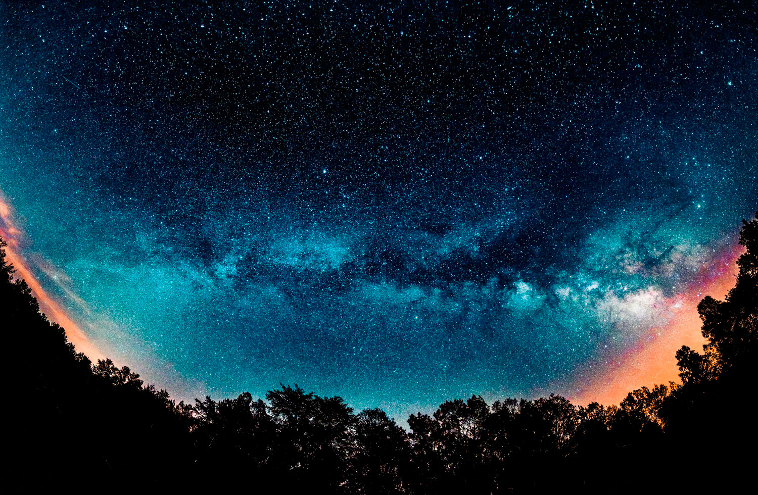 A panorama of the Milky Way taken from Fall Creek Falls State Park during the Eta Aquarid meteor shower on May 4, 2014.