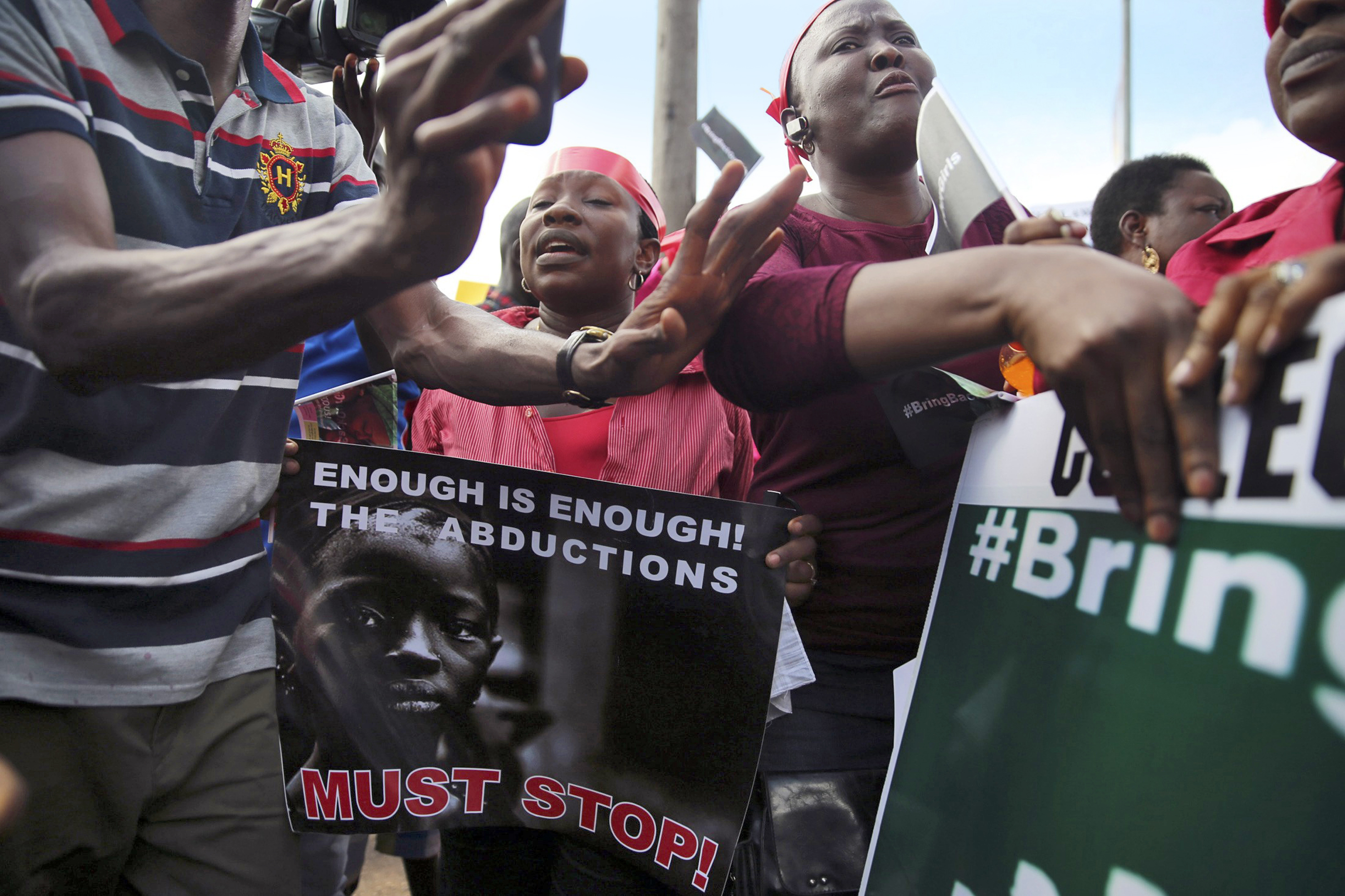 Expressing outrage Citizens in Nigeria’s biggest city, Lagos, protest the abduction of the girls and demand action to find and rescue them (Akintunde Akinleye—REUTERS)