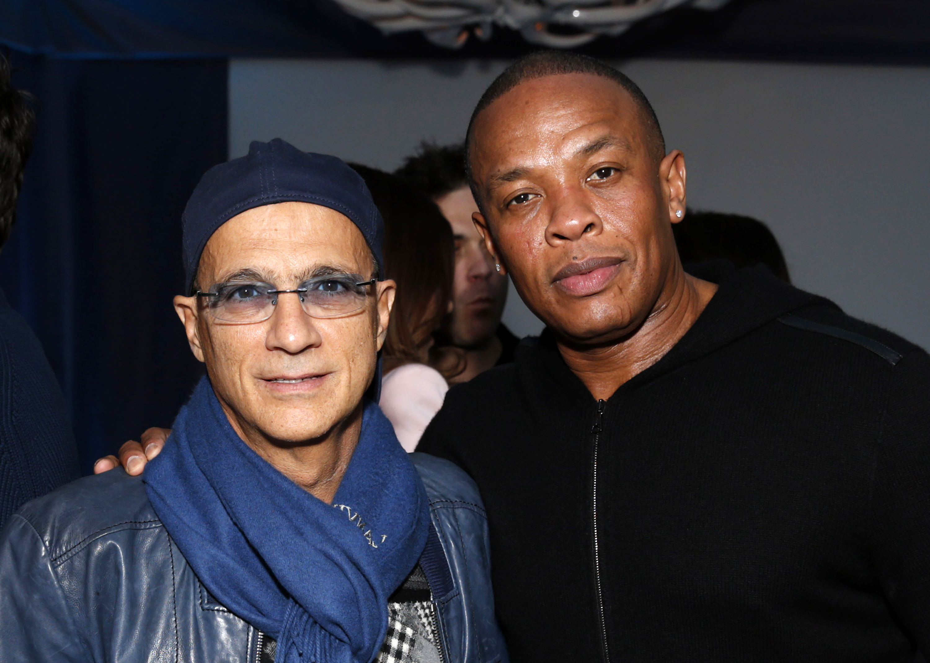Music industry entrepreneur Jimmy Iovine, left, and hip-hop mogul Dr. Dre at a Grammy Party in Los Angeles on Feb. 10, 2013. (Todd Williamson—Invision/AP)