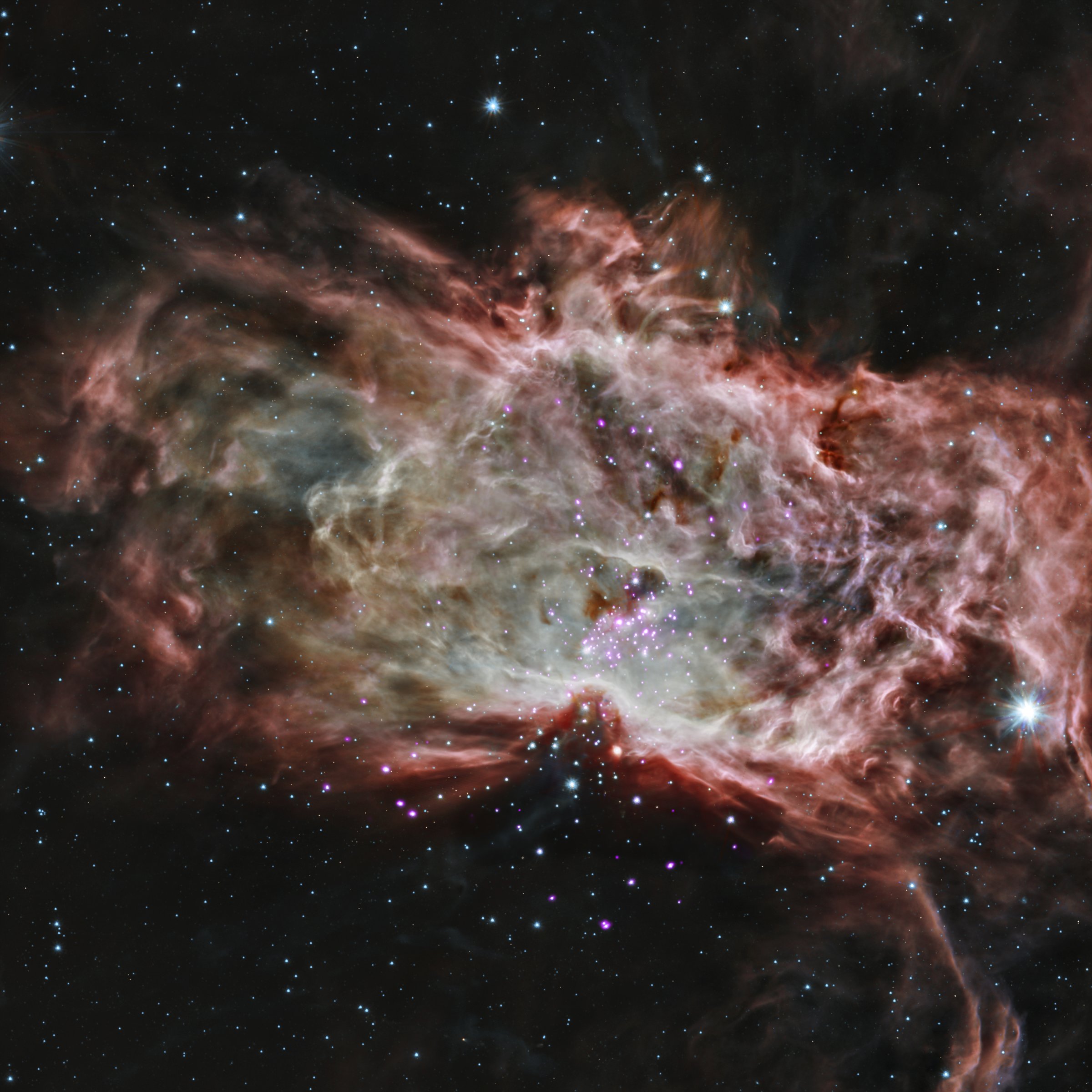 This composite image released by NASA on May 7, 2014 shows NGC 2024, which is found in the center of the so-called Flame Nebula about 1,400 light years from Earth.