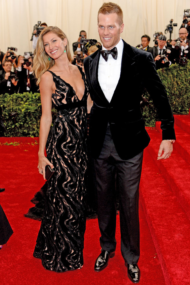 From left: Gisele Bundchen and Tom Brady attend The Metropolitan Museum of Art's Costume Institute benefit gala celebrating "Charles James: Beyond Fashion" on May 5, 2014, in New York City.