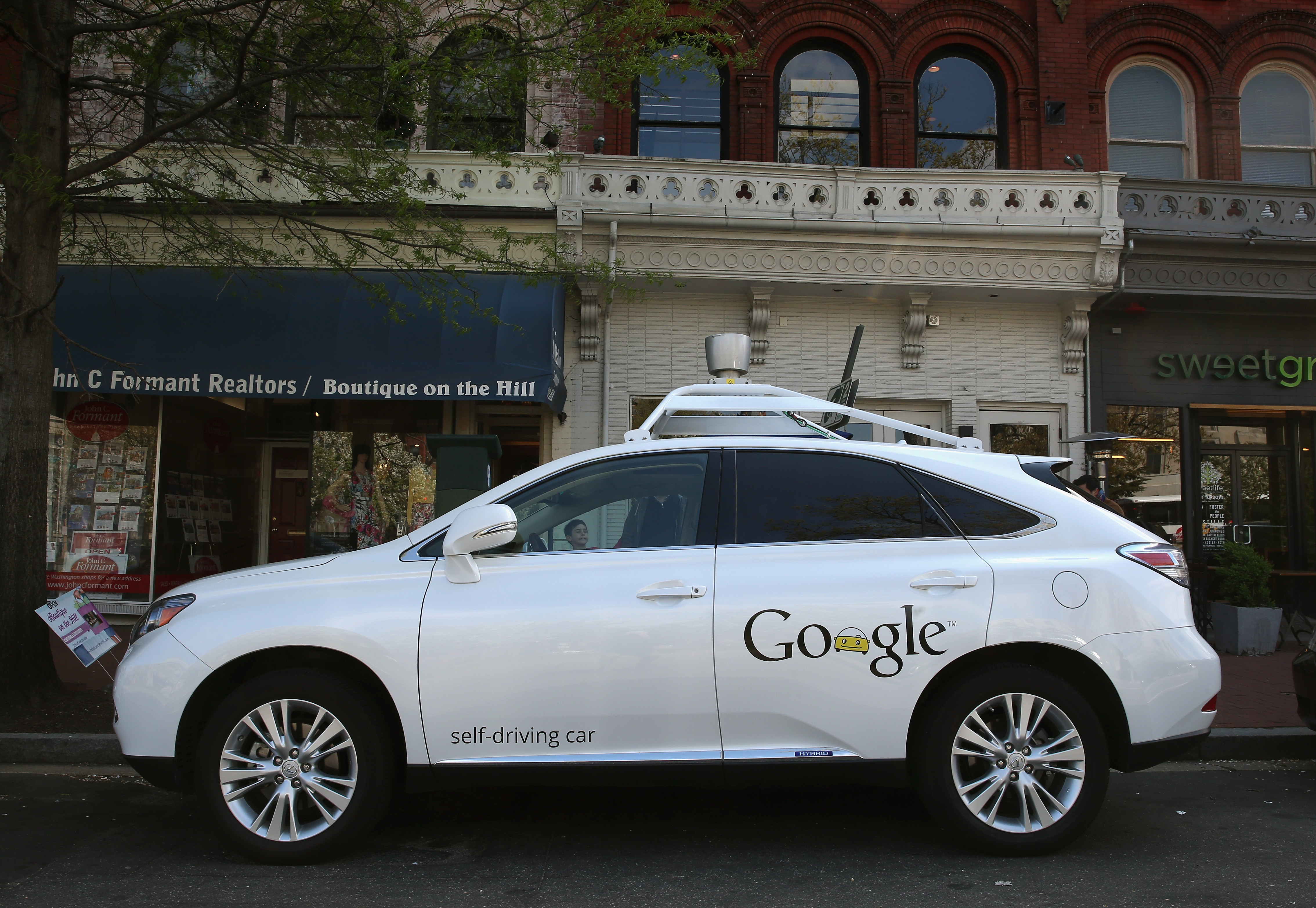 Googles Lexus RX 450H Self Driving Car is seen parked on Pennsylvania Ave. on April 23, 2014 in Washington. (Mark Wilson—Getty Images)