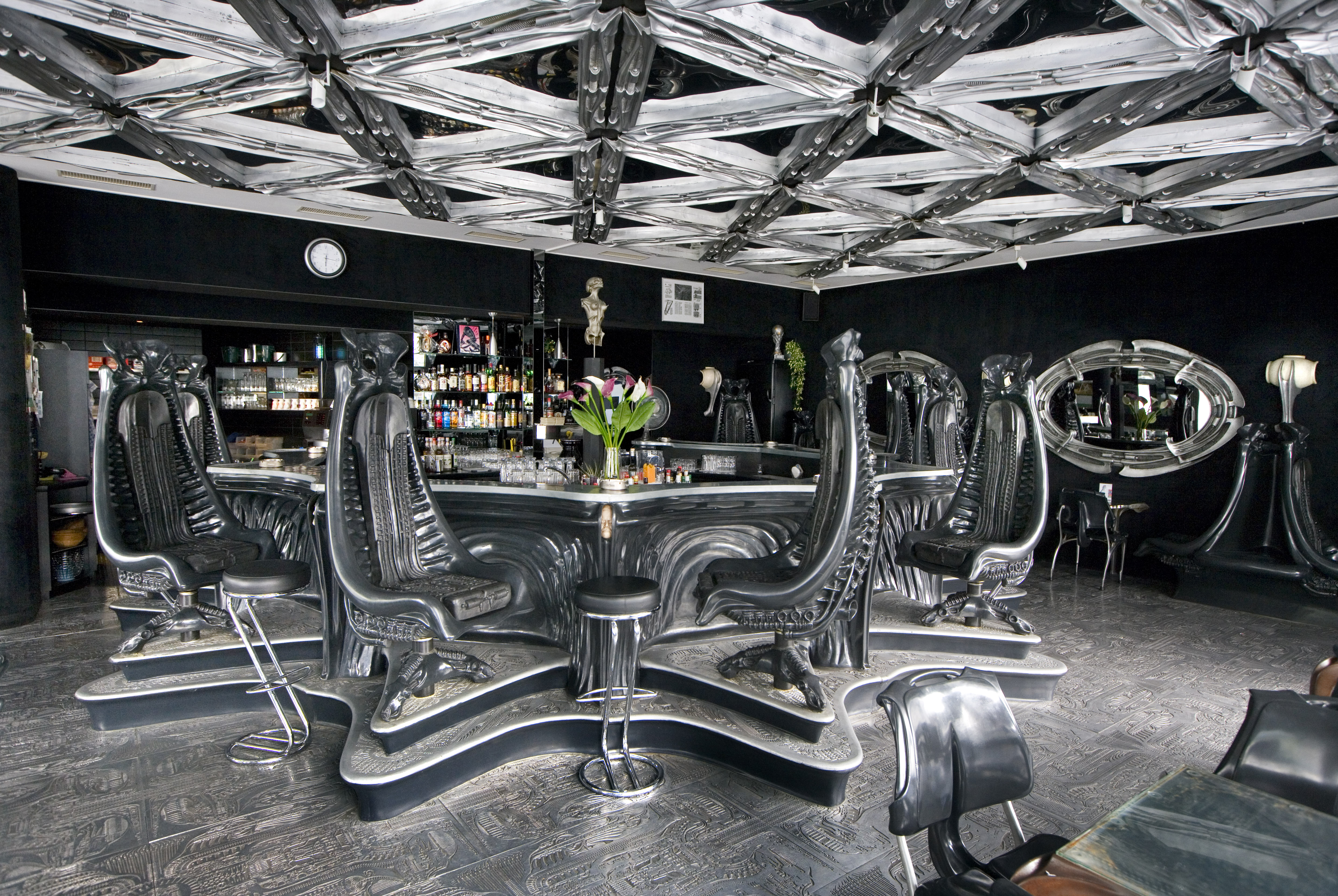 A view of the  The Giger Bar  in the canton of Grisons. The bar was designed and is owned by H.R. Giger.