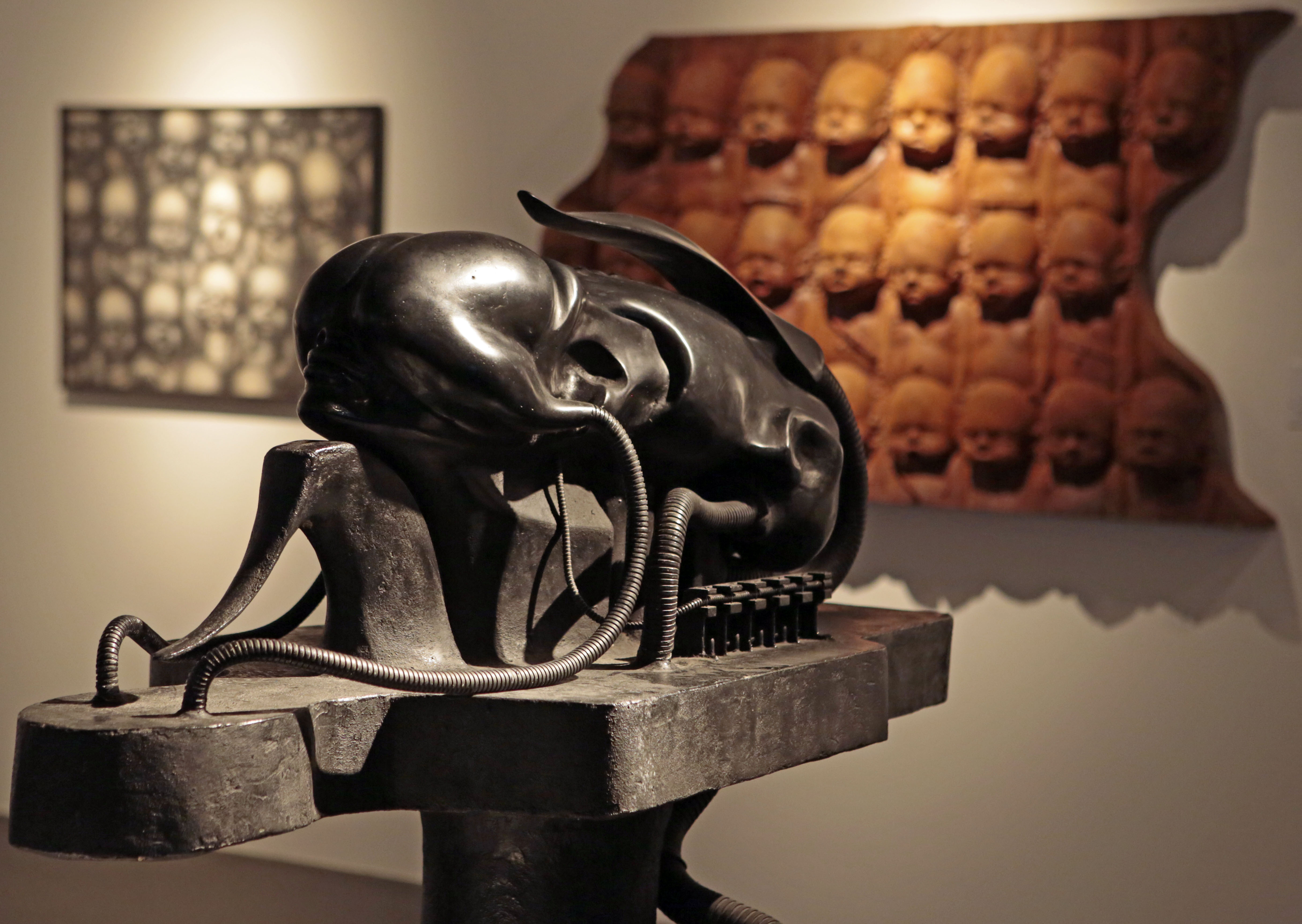 Sculpture by H.R. Giger during the opening of the Ars Electronica 2013 exhibition 'HR Giger.