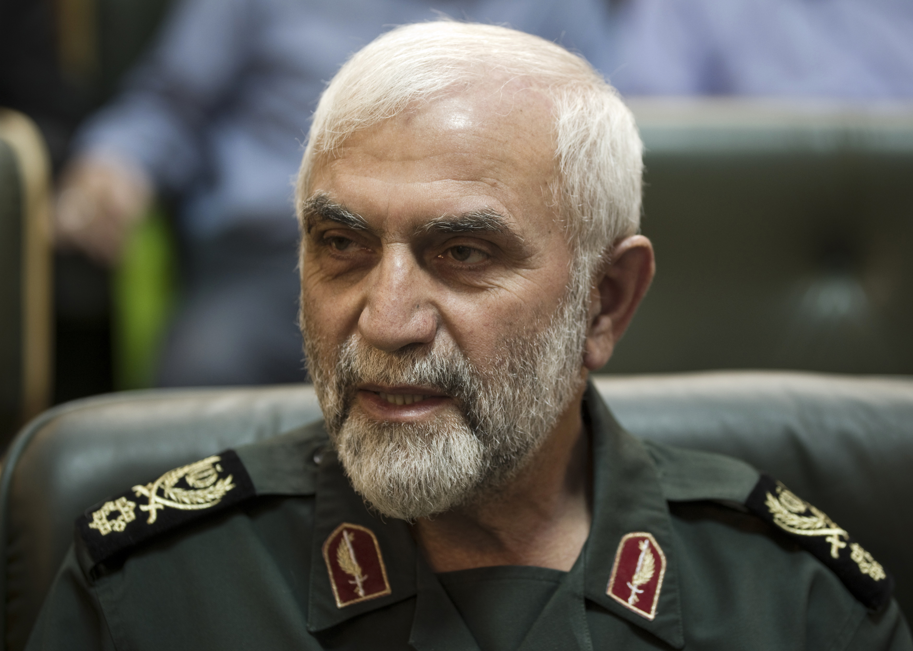 Head of the Mohammad Rasulallah Revolutionary guard base, Hossein Hamedani, attends a conference to mark the martyrs of terrorism in Tehran on Sept. 6, 2011. (Morteza Nikoubaz—Reuters)