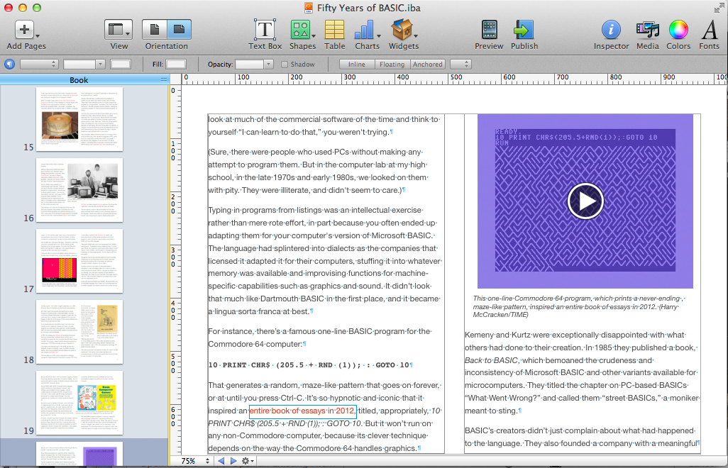 Editing my book in iBooks Author (Harry McCracken / TIME)