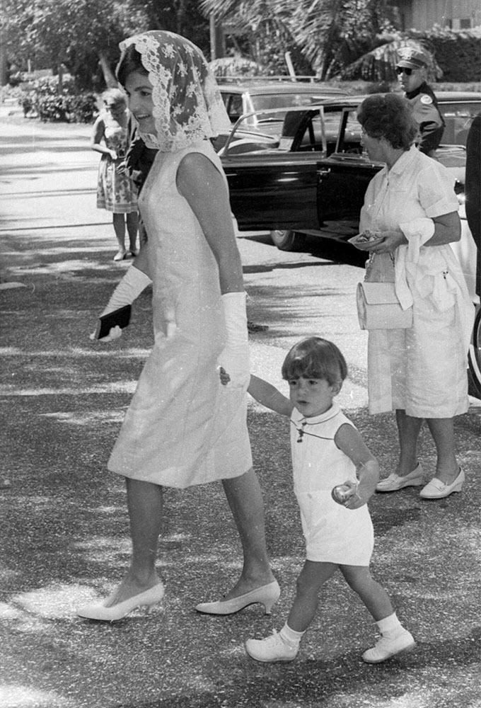 Jackie Kennedy with John F. Kennedy Jr. on Easter Sunday April 14, 1963, in Palm Beach, Fla.