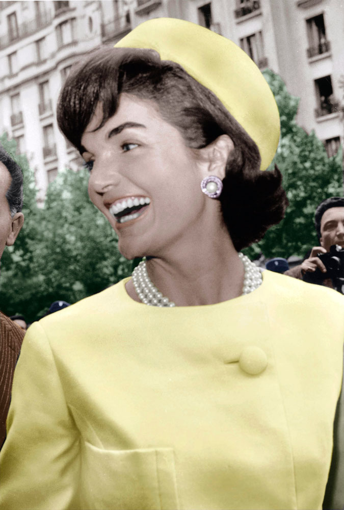 U.S. First Lady Jackie Kennedy on an official visit to Paris in 1961.