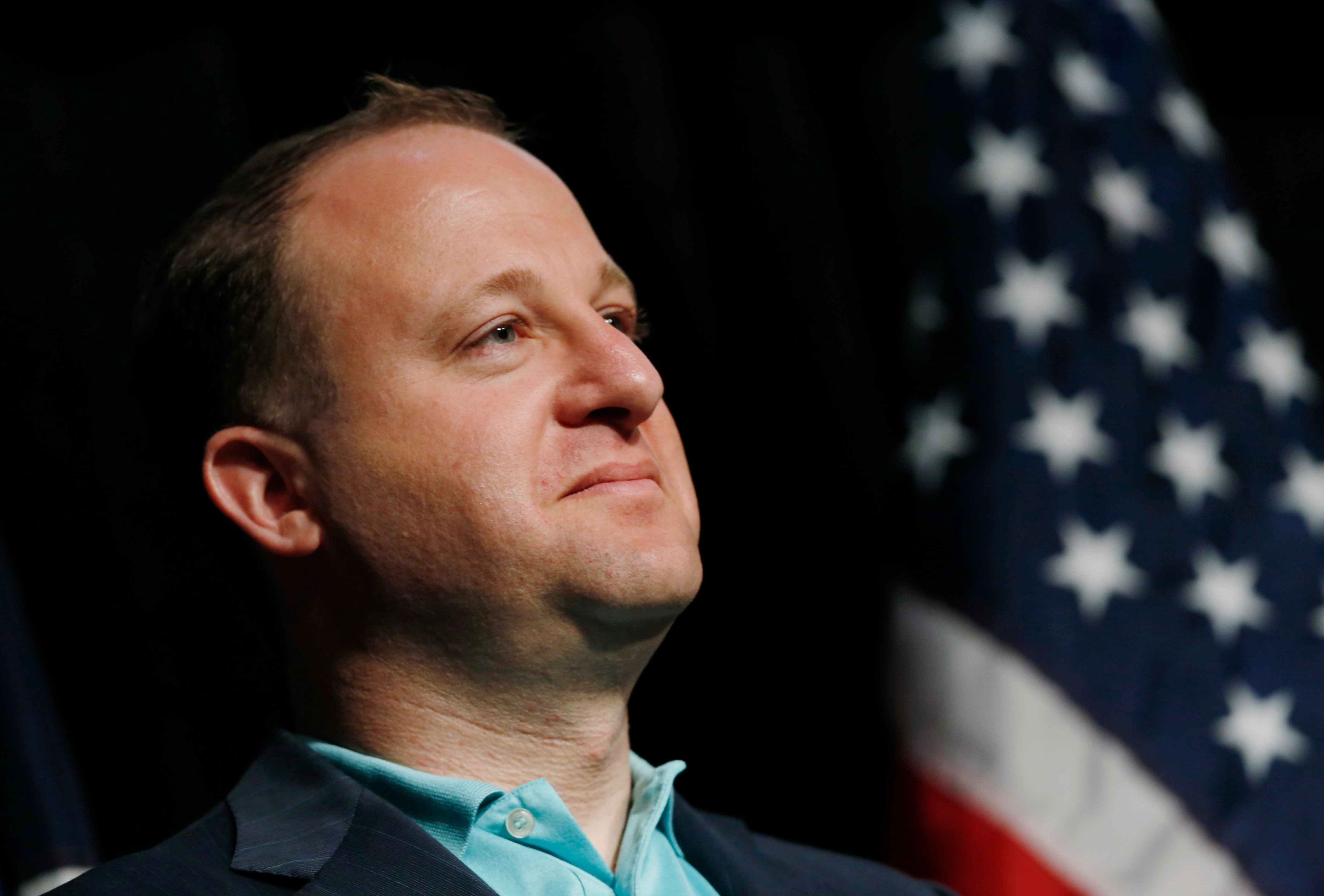 Rep. Jared Polis, D-Colo., looks on during the Colorado Democratic Party's State Assembly in Denver on April 12, 2014 (David Zalubowski—AP)