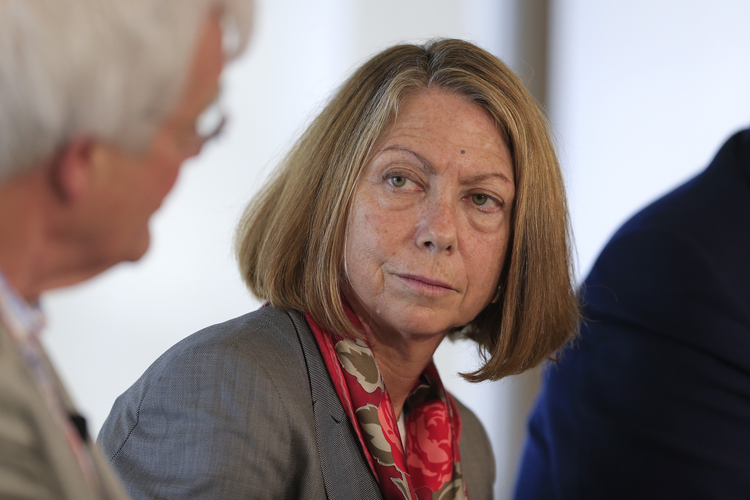 Jill Abramson, executive editor of The New York Times, listens during a panel discussion on the sidelines of the Republican National Convention (RNC) in Tampa on Aug. 26, 2012. (Andrew Harrer—Bloomberg/Getty Images)