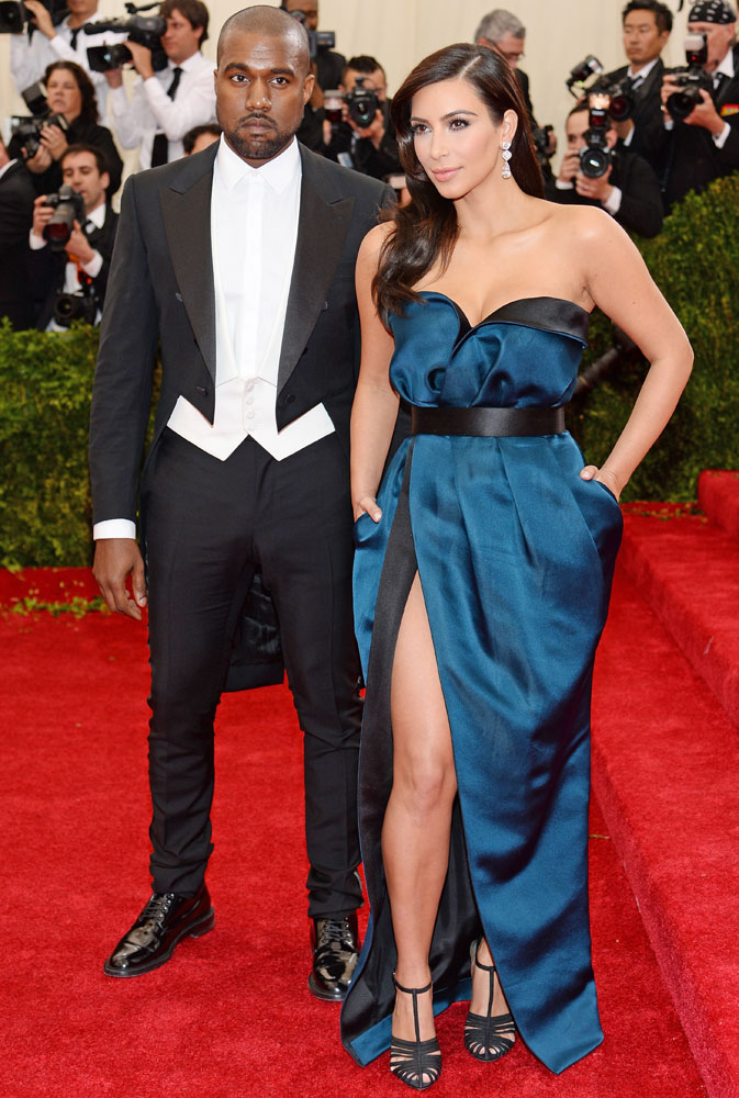 From left: Kanye West and Kim Kardashian attend The Metropolitan Museum of Art's Costume Institute benefit gala celebrating "Charles James: Beyond Fashion" on May 5, 2014, in New York City.