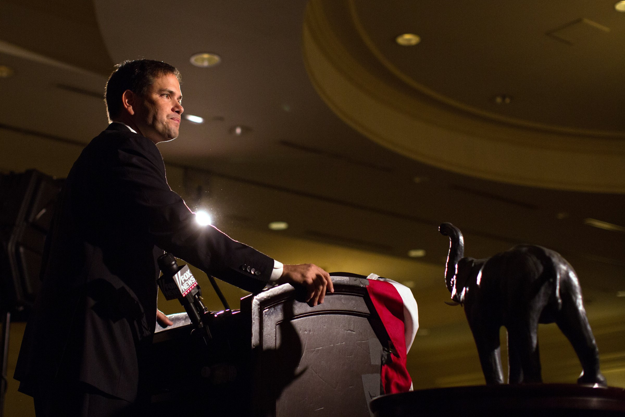 Senator Marco Rubio addresses the New Hampshire Rockingham Committee Freed Founder's Dinner in New Castle, N.H., on May 9, 2014.