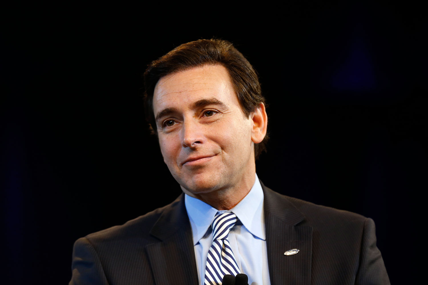 Ford Motor Company Chief Operating Officer Mark Fields speaks during a news conference in Dearborn, Mich., May 1, 2014. (Paul Sancya—AP)
