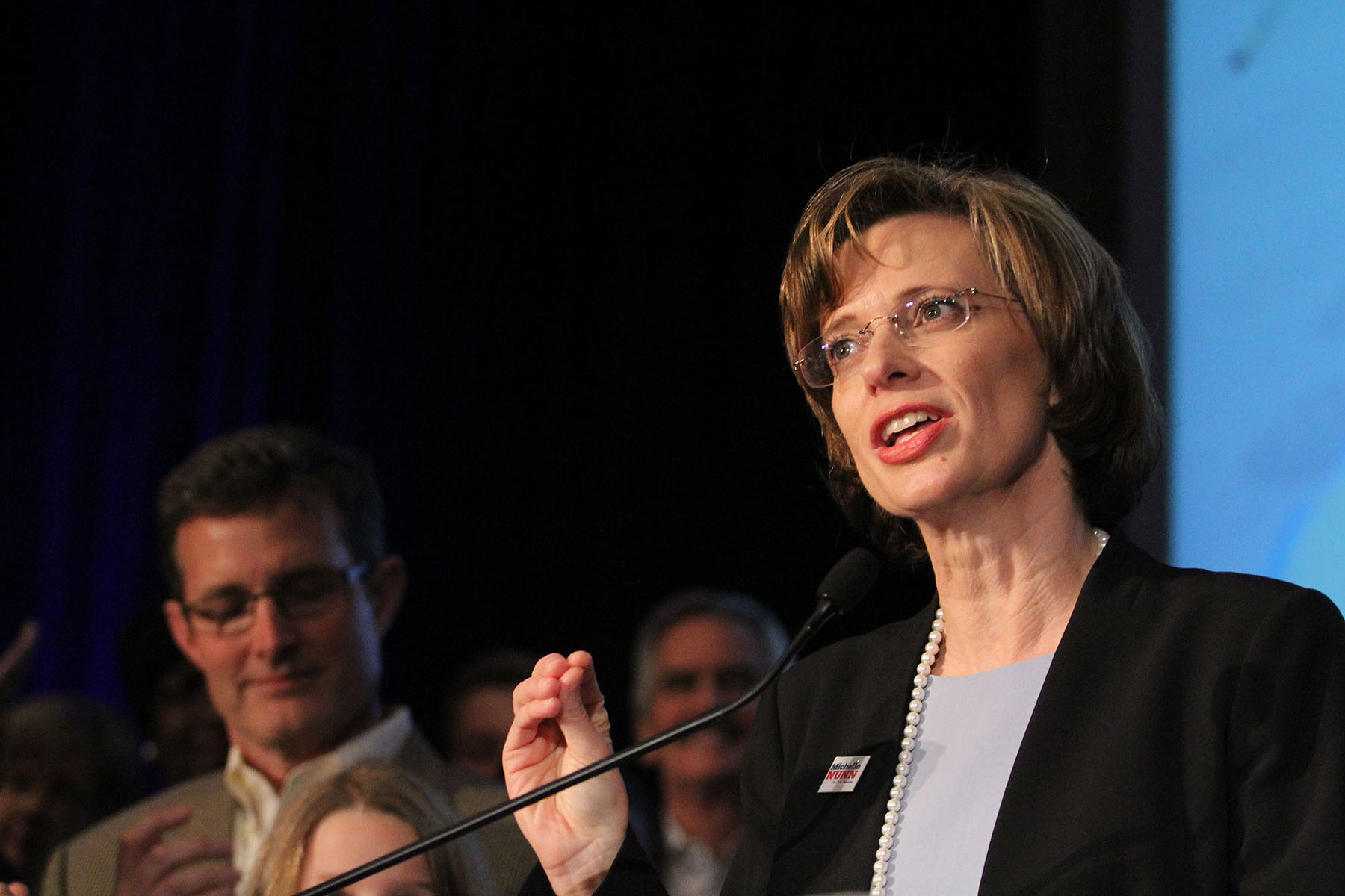 Michelle Nunn speaks to her supporters after winning the Democratic primary for Georgia Senate on May 20, 2014. (Akili-Casundria Ramsess—AP)