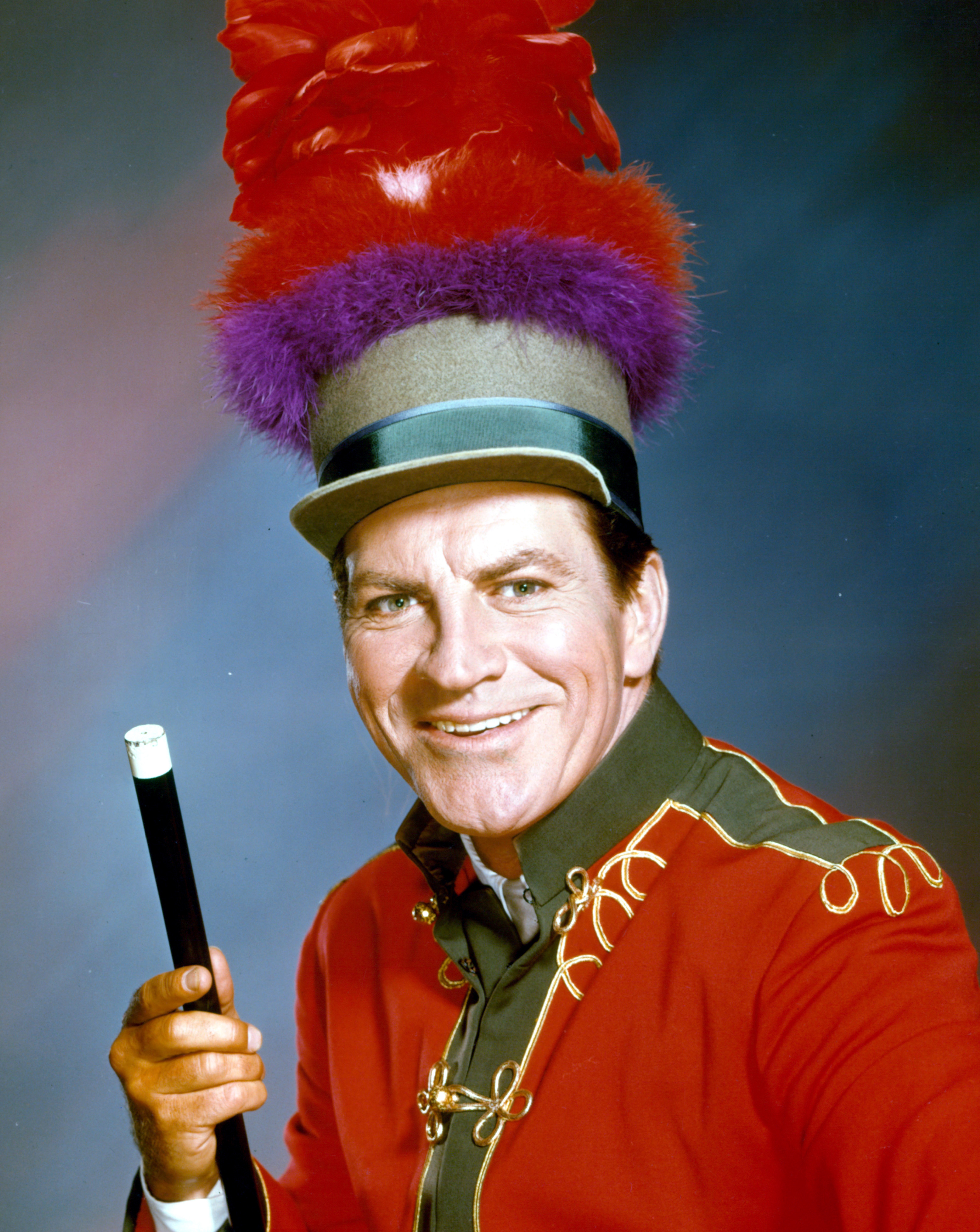 Robert Preston in a scene from the film 'The Music Man', 1962.