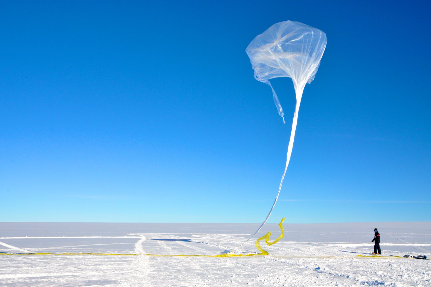 One of NASA's 20 BARREL balloons in Antarctica, where they have been deployed to help unravel the mysterious Van Allen belts, two gigantic donuts of radiation that surround Earth.