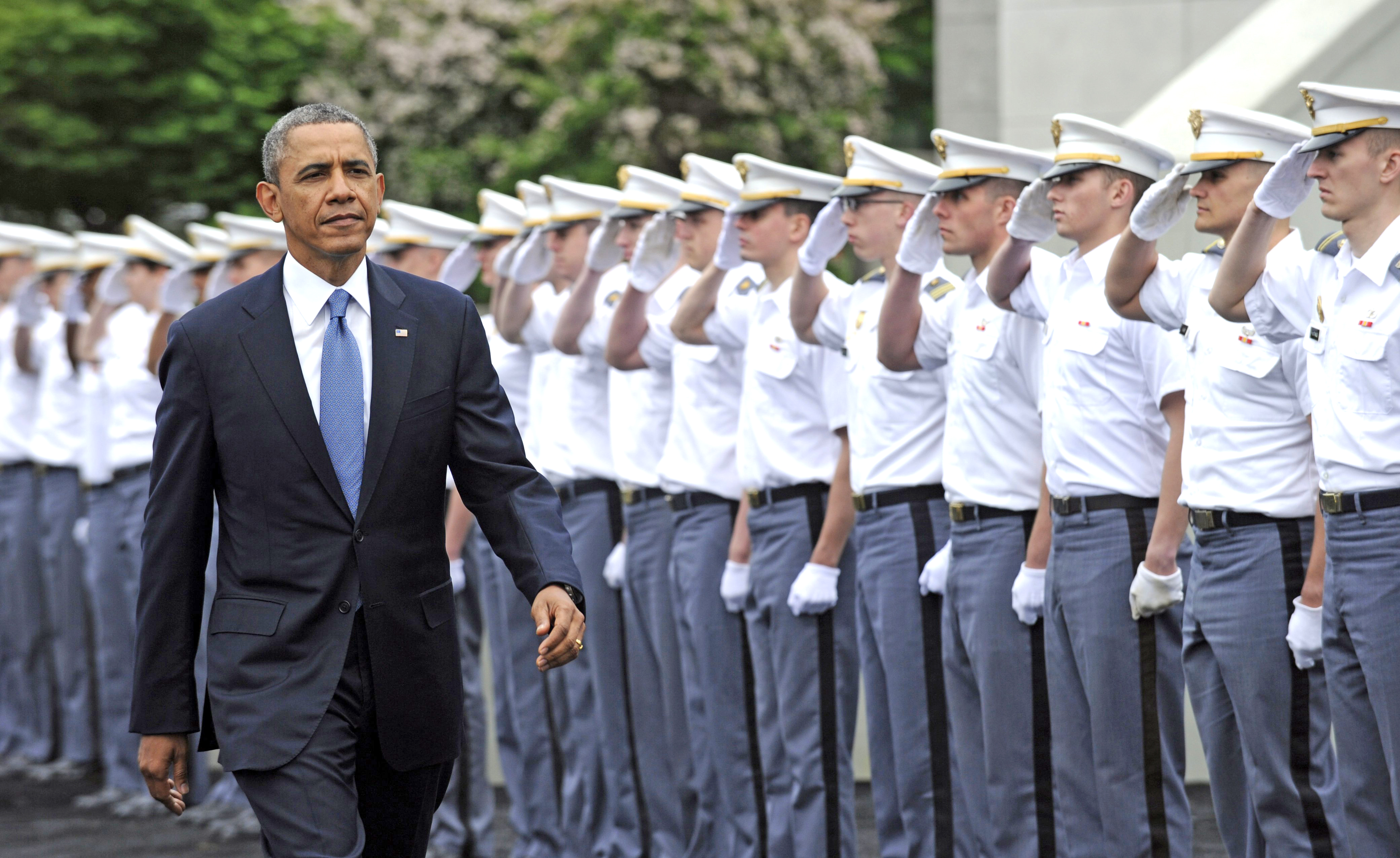 U.S. President Barack Obama arrives to deliver the commencement address to the U.S. Military Academy at West Point's Class of 2014 on May 28, 2014, in West Point, N.Y.